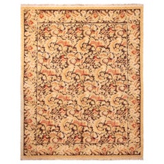 Rug & Kilim's Modern 18th Century Style Wool Rug Brown and Beige All-Over Floral