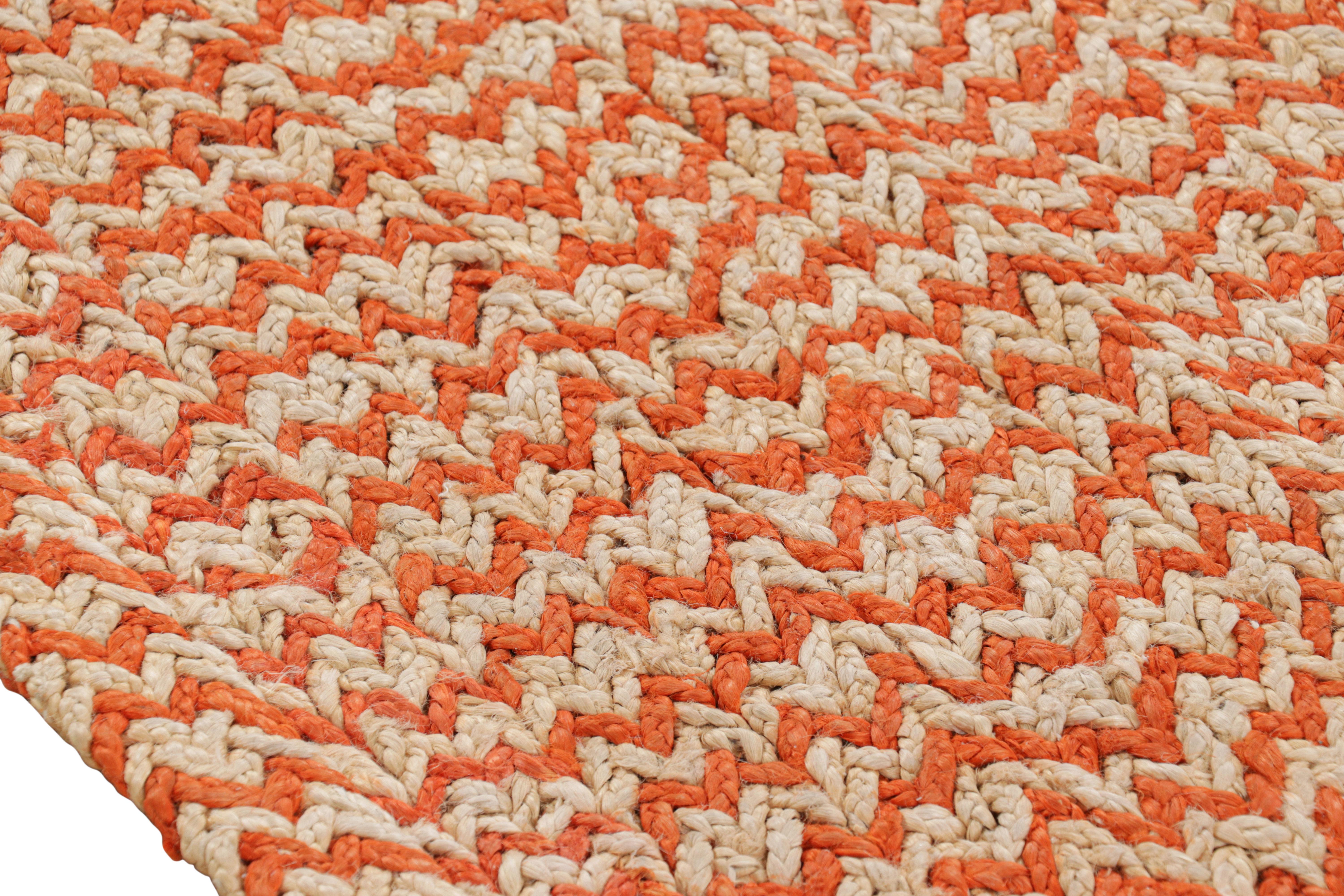Indian Rug & Kilim’s Modern Abaca Rug in Orange and Beige Tones For Sale