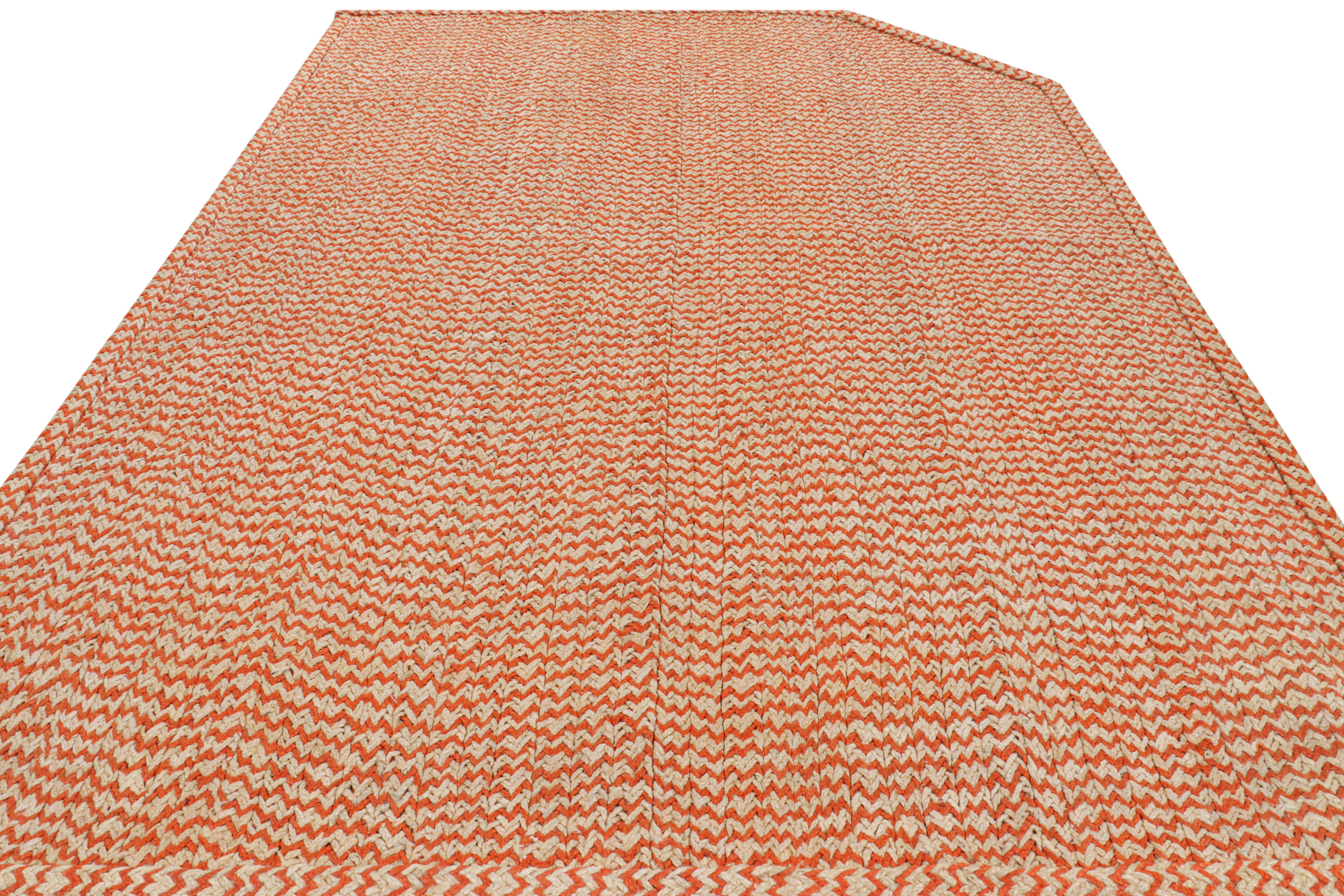 Hand-Knotted Rug & Kilim’s Modern Abaca Rug in Orange and Beige Tones For Sale