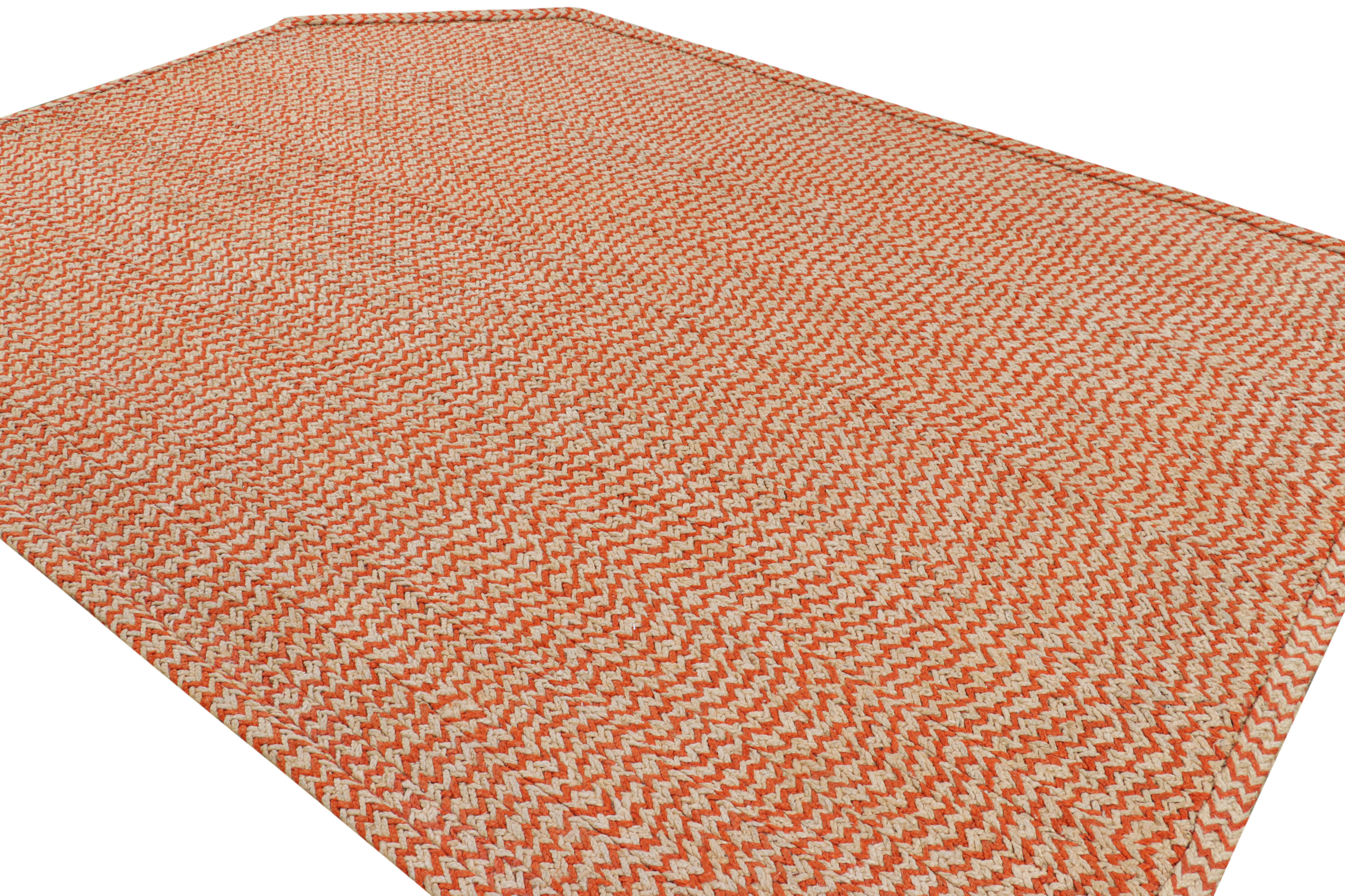Rug & Kilim’s Modern Abaca Rug in Orange and Beige Tones In New Condition For Sale In Long Island City, NY