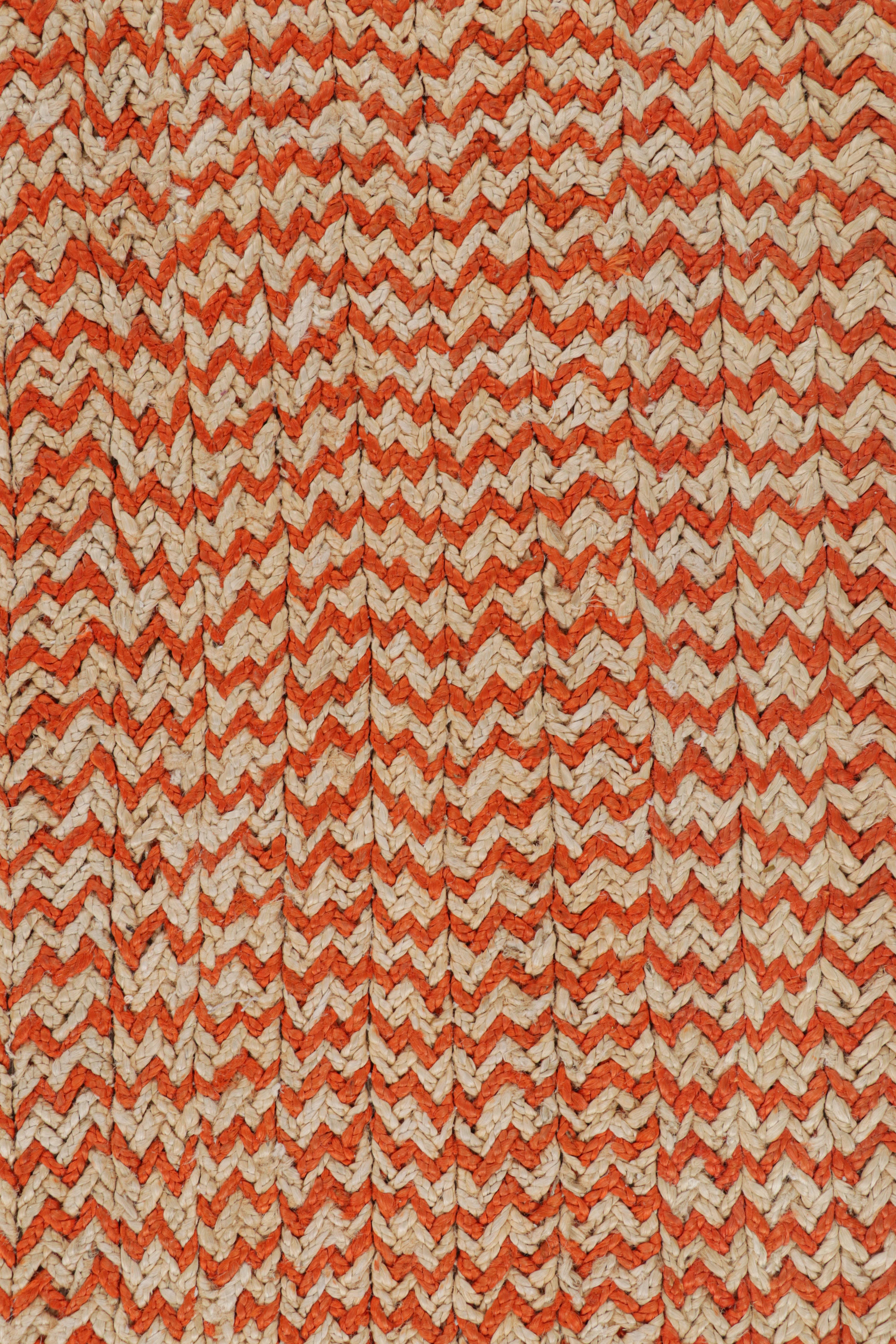 Contemporary Rug & Kilim’s Modern Abaca Rug in Orange and Beige Tones For Sale