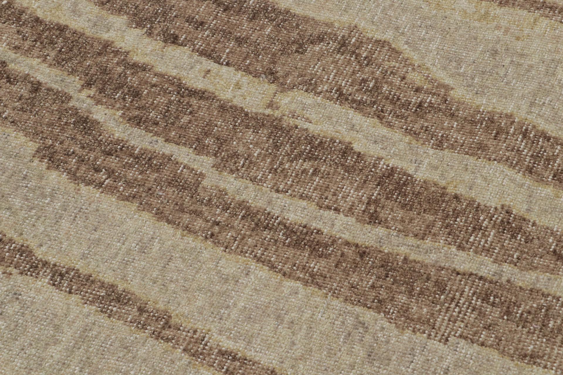 Contemporary Rug & Kilim’s Modern Abstract Art Rug in Taupe, with Geometric Patterns For Sale