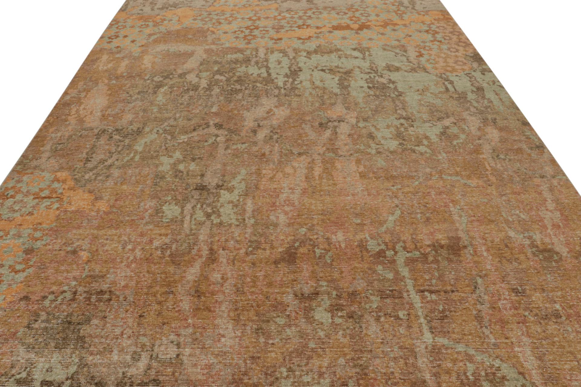 Der moderne abstrakte Kunstteppich von Rug & Kilim mit Blumenmustern in Grün und Braun (Moderne) im Angebot