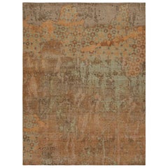 Rug & Kilim’s Modern Abstract Art Rug, with Floral Patterns in Green and Brown