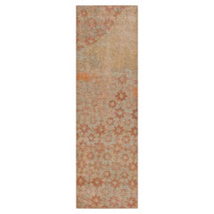 Rug & Kilim’s Modern Abstract Art Runner Rug in Beige-Brown with Floral Patterns