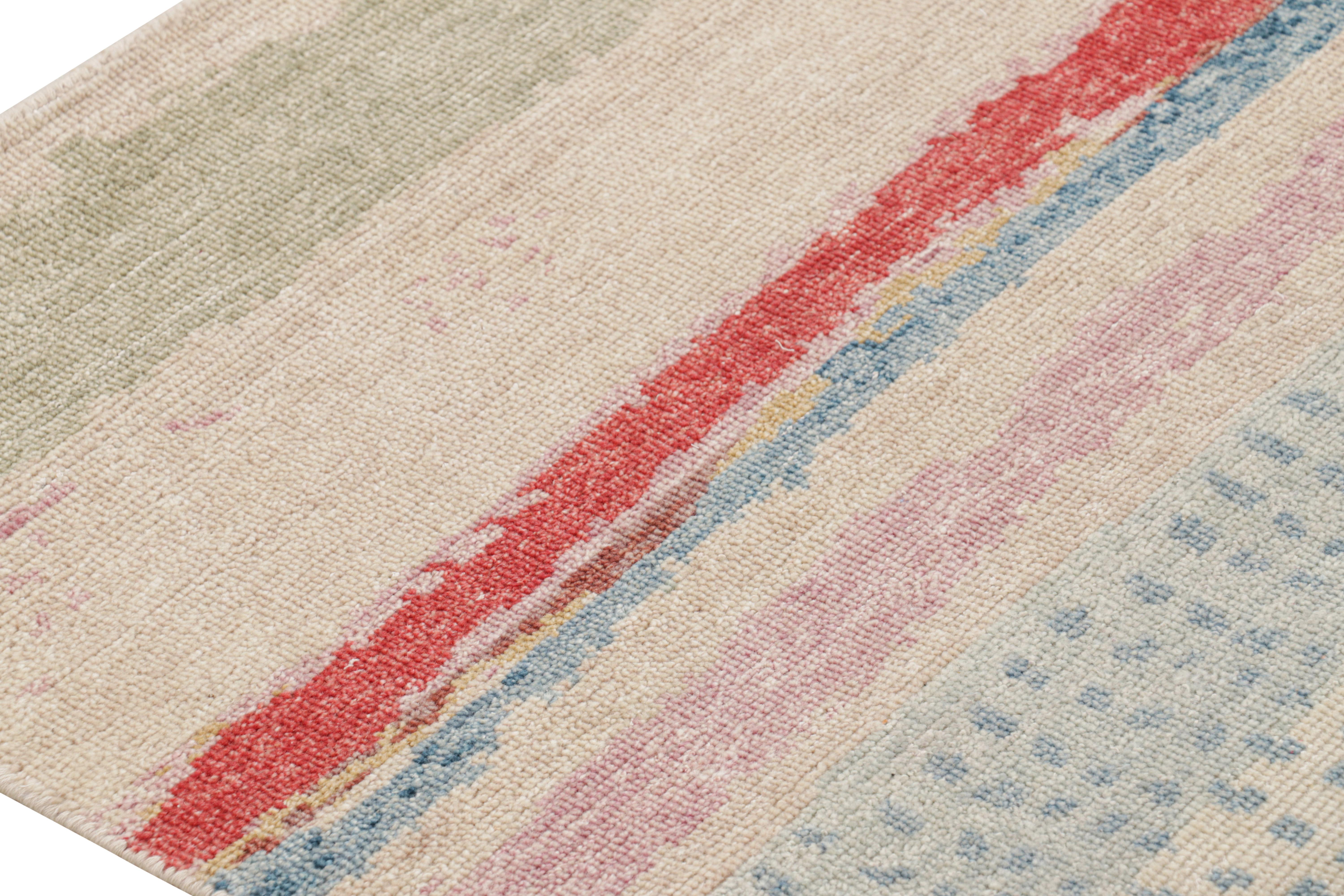 Contemporary Rug & Kilim’s Modern Abstract Art Runner Rug in Polychromatic Tones For Sale