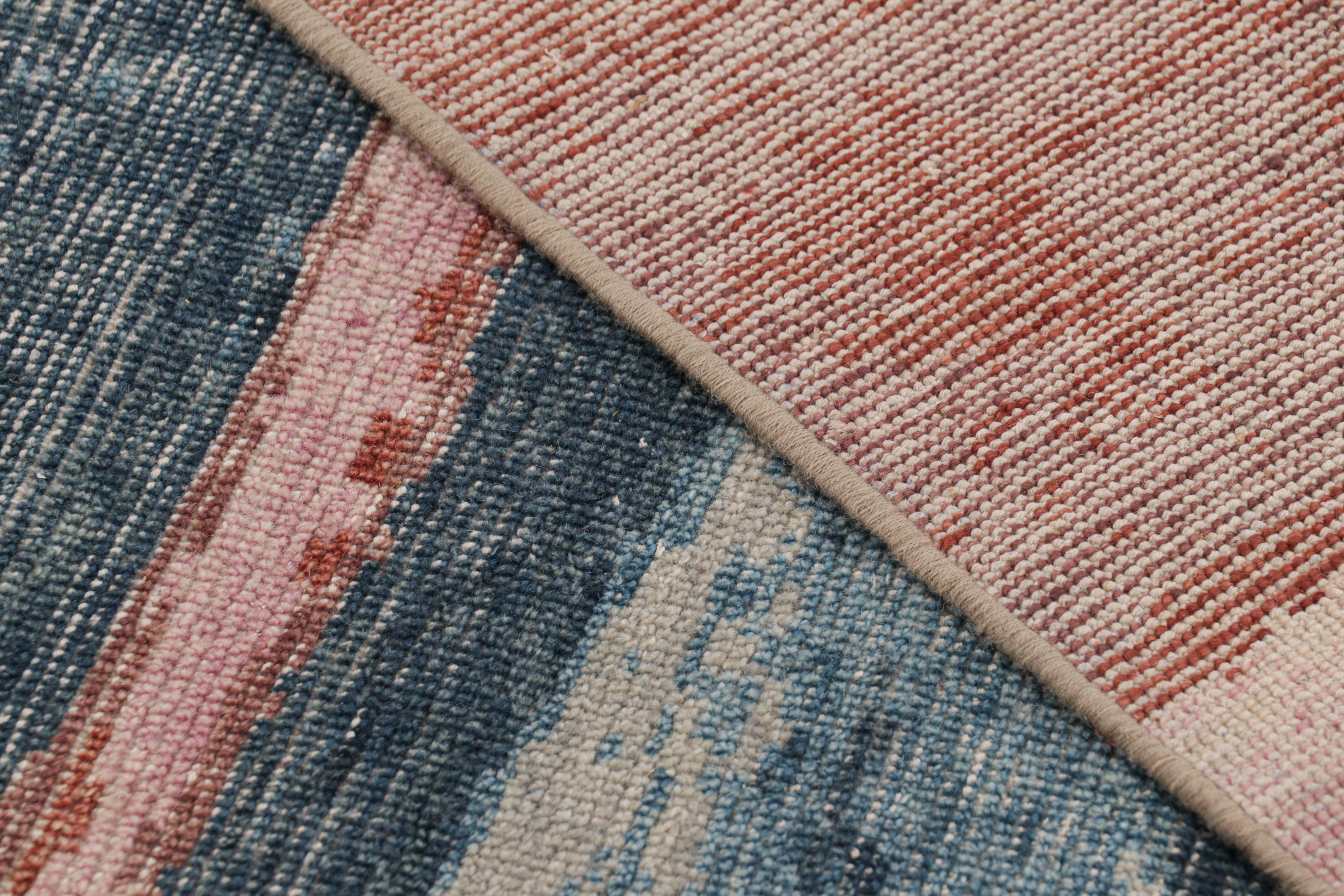 Wool Rug & Kilim’s Modern Abstract Art Runner Rug in Polychromatic Tones For Sale