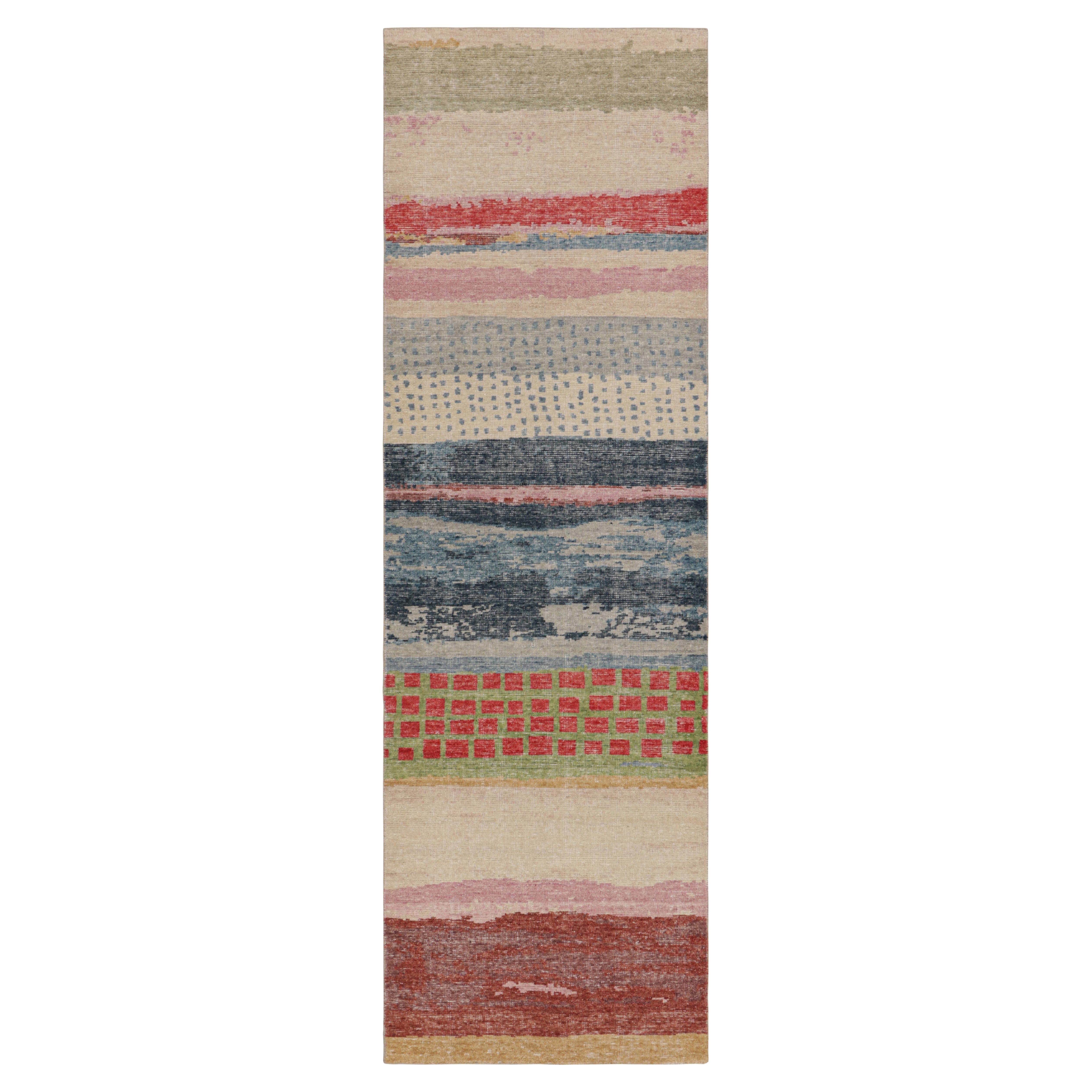 Rug & Kilim’s Modern Abstract Art Runner Rug in Polychromatic Tones
