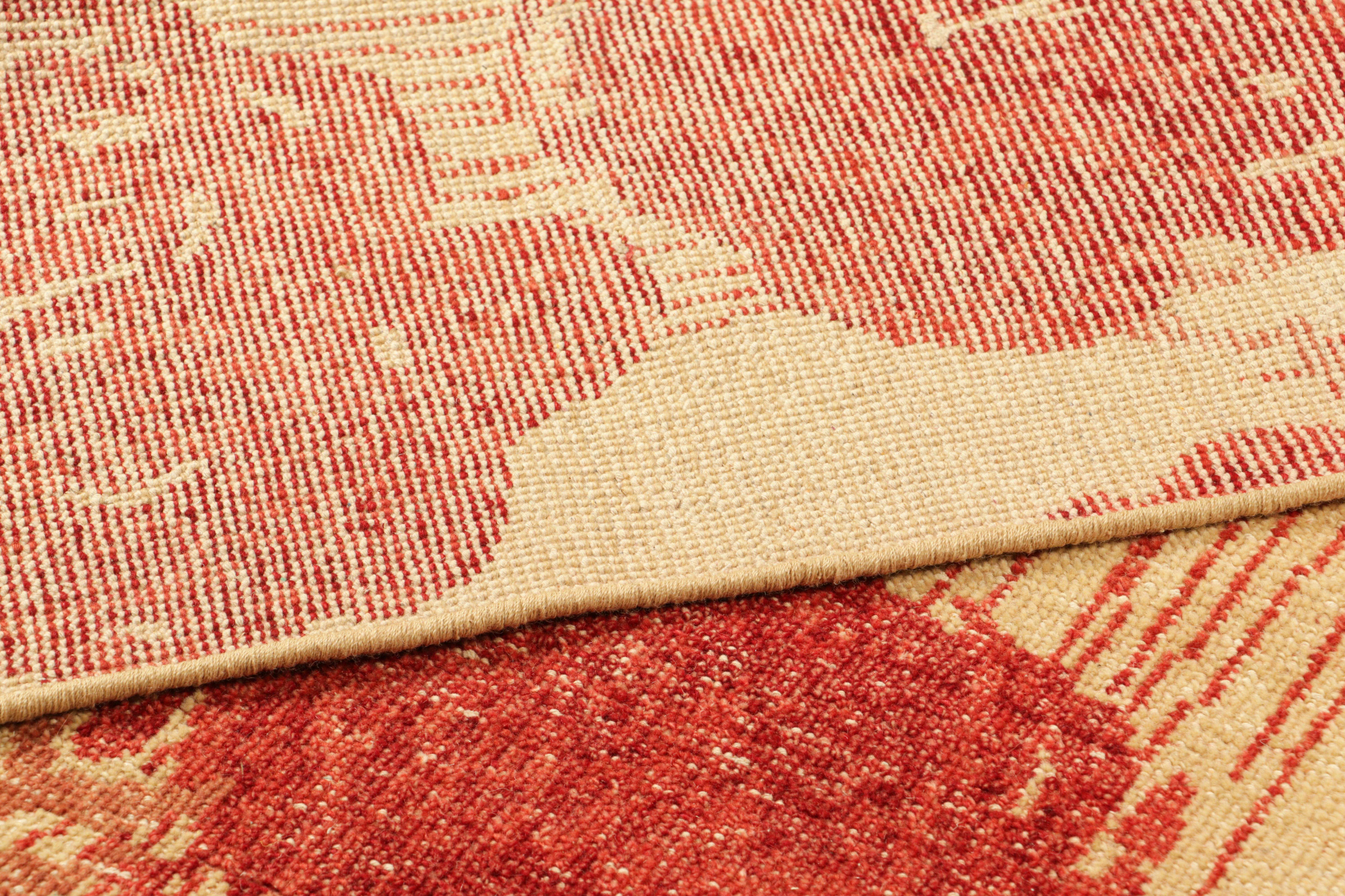 Rug & Kilim's Modern Abstract Art Square Rug in Beige-Braun mit Blumenmustern (Wolle) im Angebot