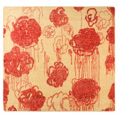 Rug 
Kilim
s Modern Abstract Art Square Rug in Beige-Braun mit Blumenmustern