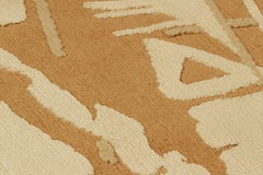 Rug & Kilim’s Modern Abstract Custom Rug Sample in Gold and Cream Tones