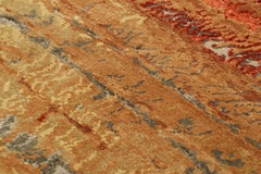 Rug & Kilim’s Modern Abstract Custom Rug Sample in Gold and Red Tones