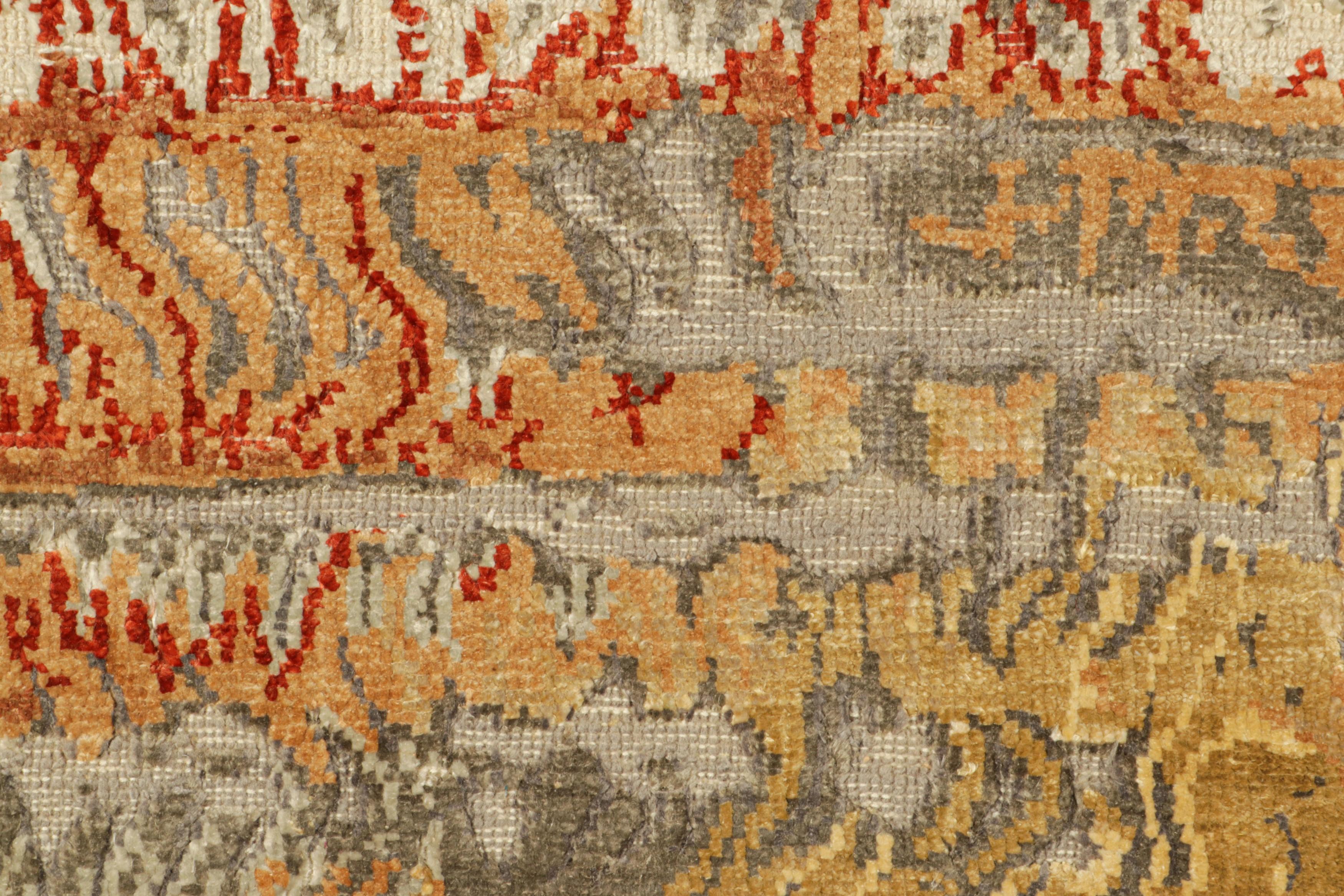 Rug & Kilim's Modern Abstract Custom Rug Sample in Gold- und Rottönen (Indisch) im Angebot