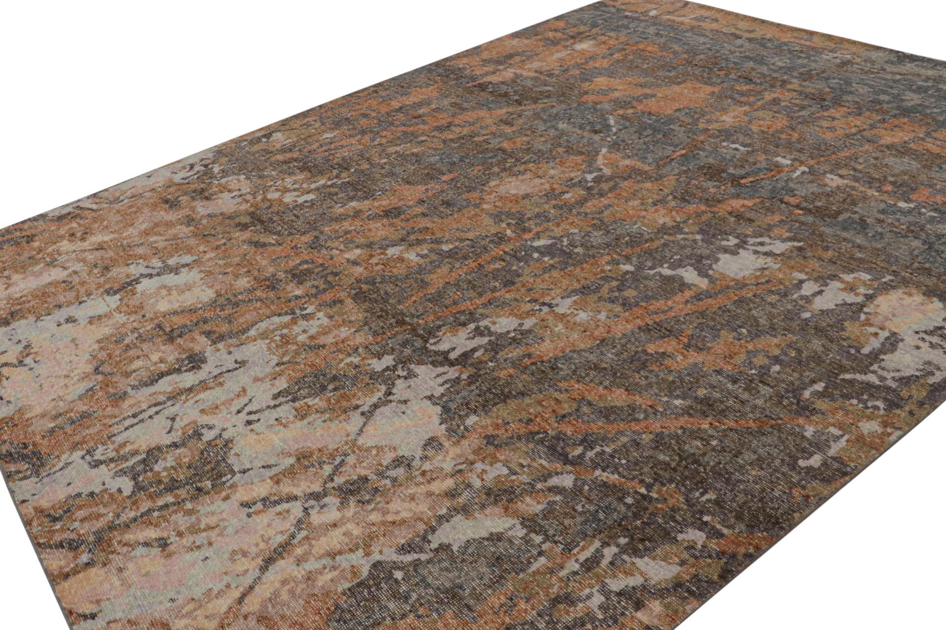 Dieser 9x12 große Teppich ist eine kühne Neuheit in der Homage Collection'S von Rug & Kilim. Dieses aus Wolle handgeknüpfte Stück verbindet abstrakte, minimalistische Kunst mit unserem einzigartigen Rustic Modern Designkonzept.

Über das Design: