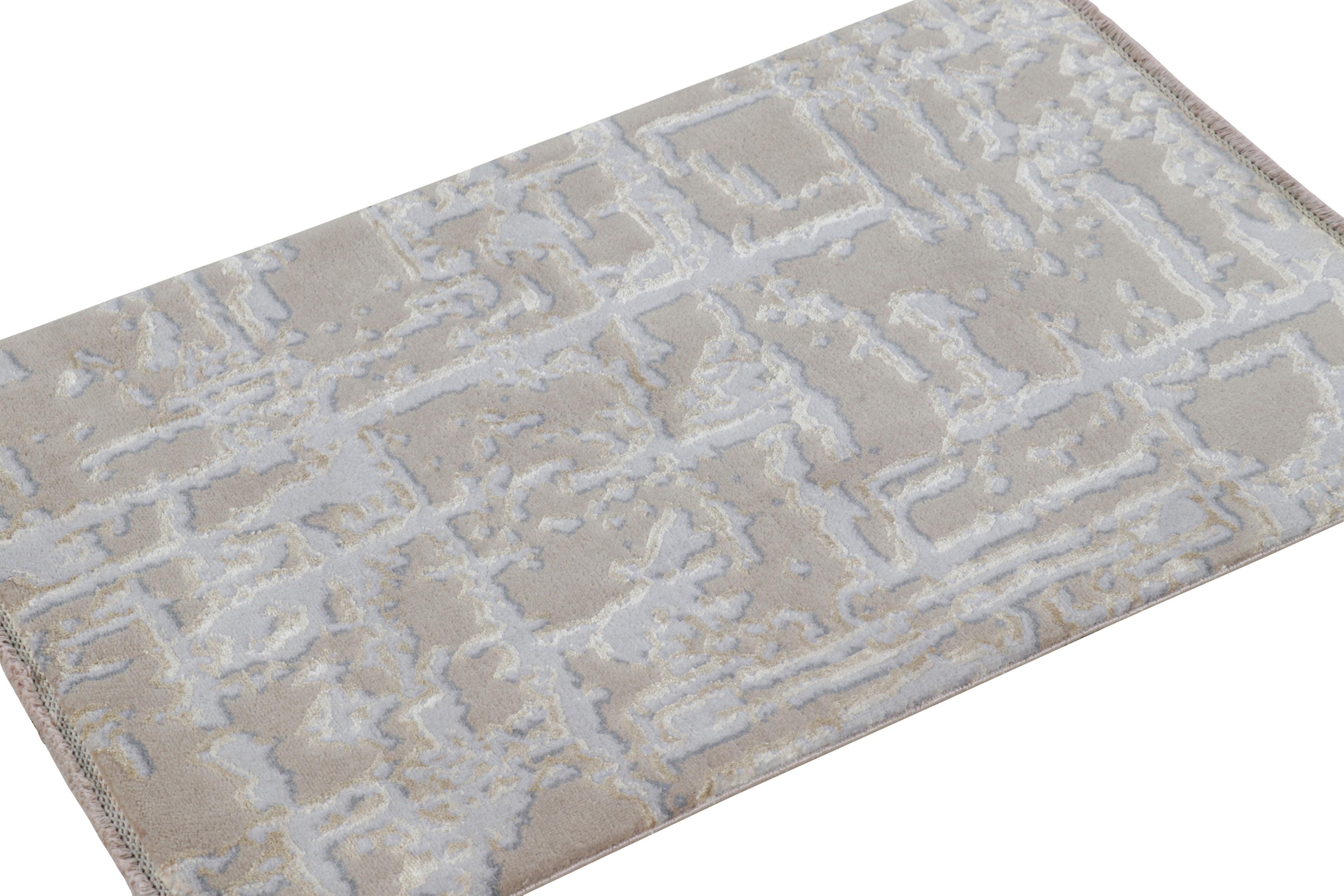 Alfombra moderna abstracta en beige y gris de Rug & Kilim Anudado a mano en venta