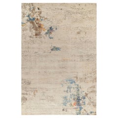 Rug & Kilim’s Modern Abstract Rug in Beige-Brown and Blue Painterly Patterns