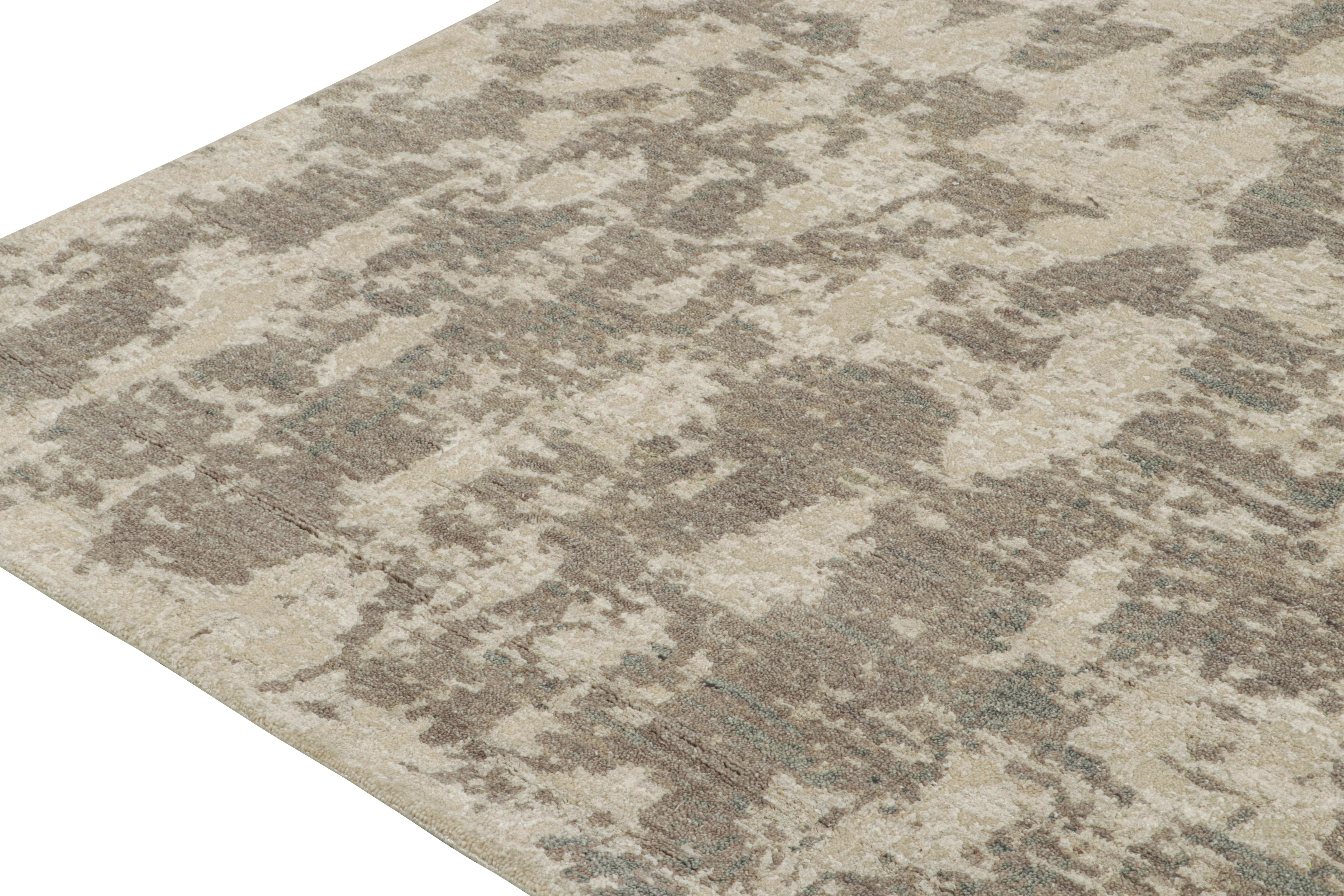 Rug & Kilim's Modern Abstract Rug in Beige-Braun und Grau (Handgeknüpft) im Angebot