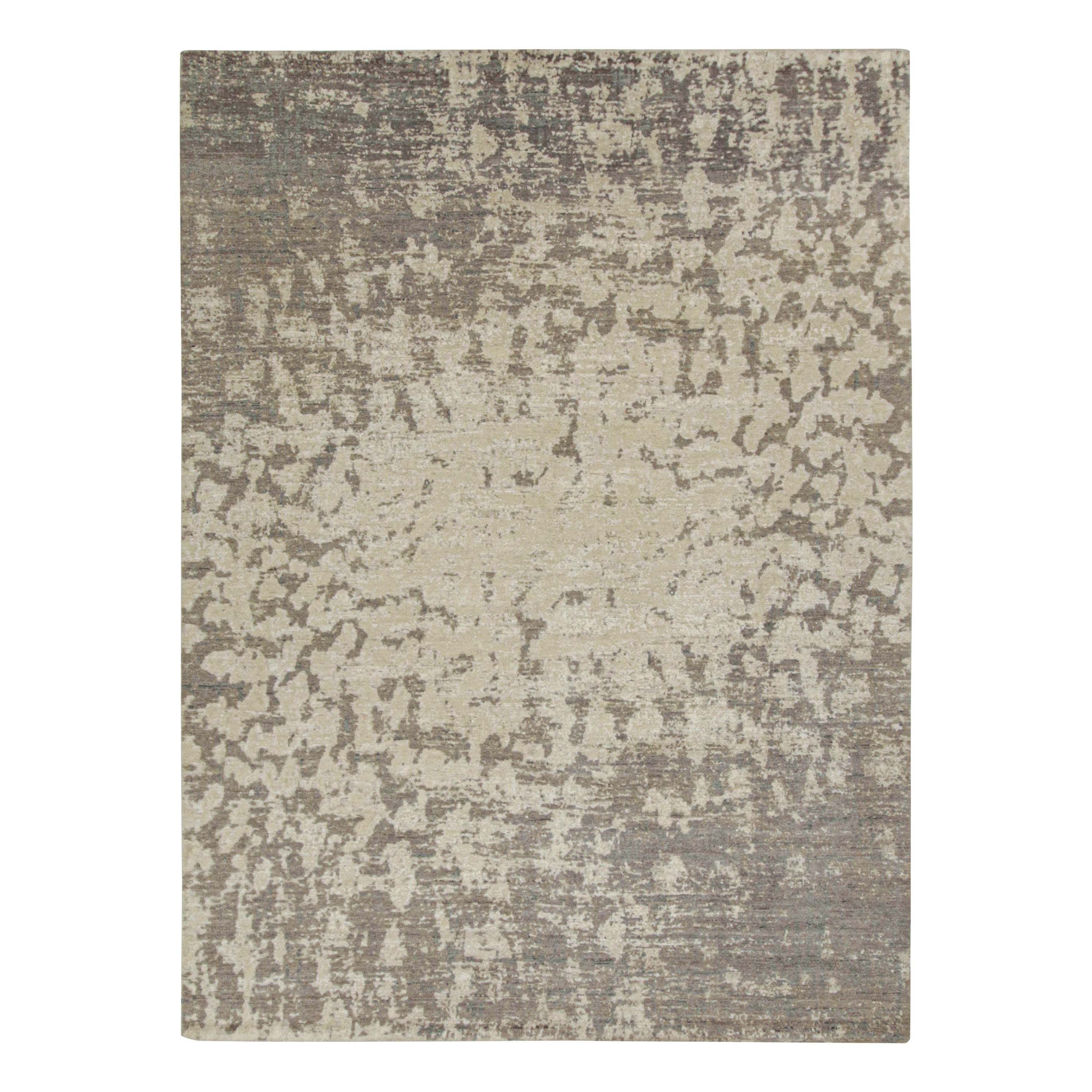 Rug & Kilim’s Modern Abstract Rug in Beige-Brown and Gray Patterns For Sale