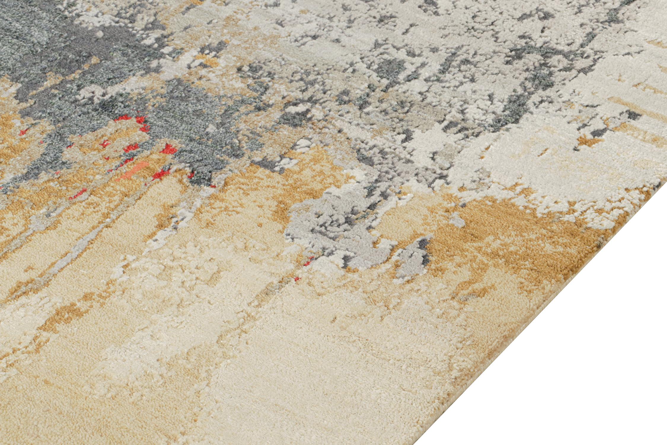 Noué à la main Rug & Kilim's Modern Abstract Rug in Beige-Brown, Gray and Red (tapis abstrait moderne en beige, gris et rouge) en vente