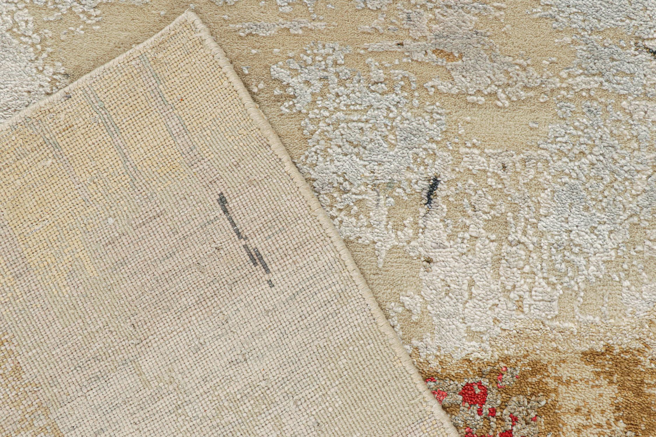 XXIe siècle et contemporain Rug & Kilim's Modern Abstract Rug in Beige-Brown, Gray and Red (tapis abstrait moderne en beige, gris et rouge) en vente