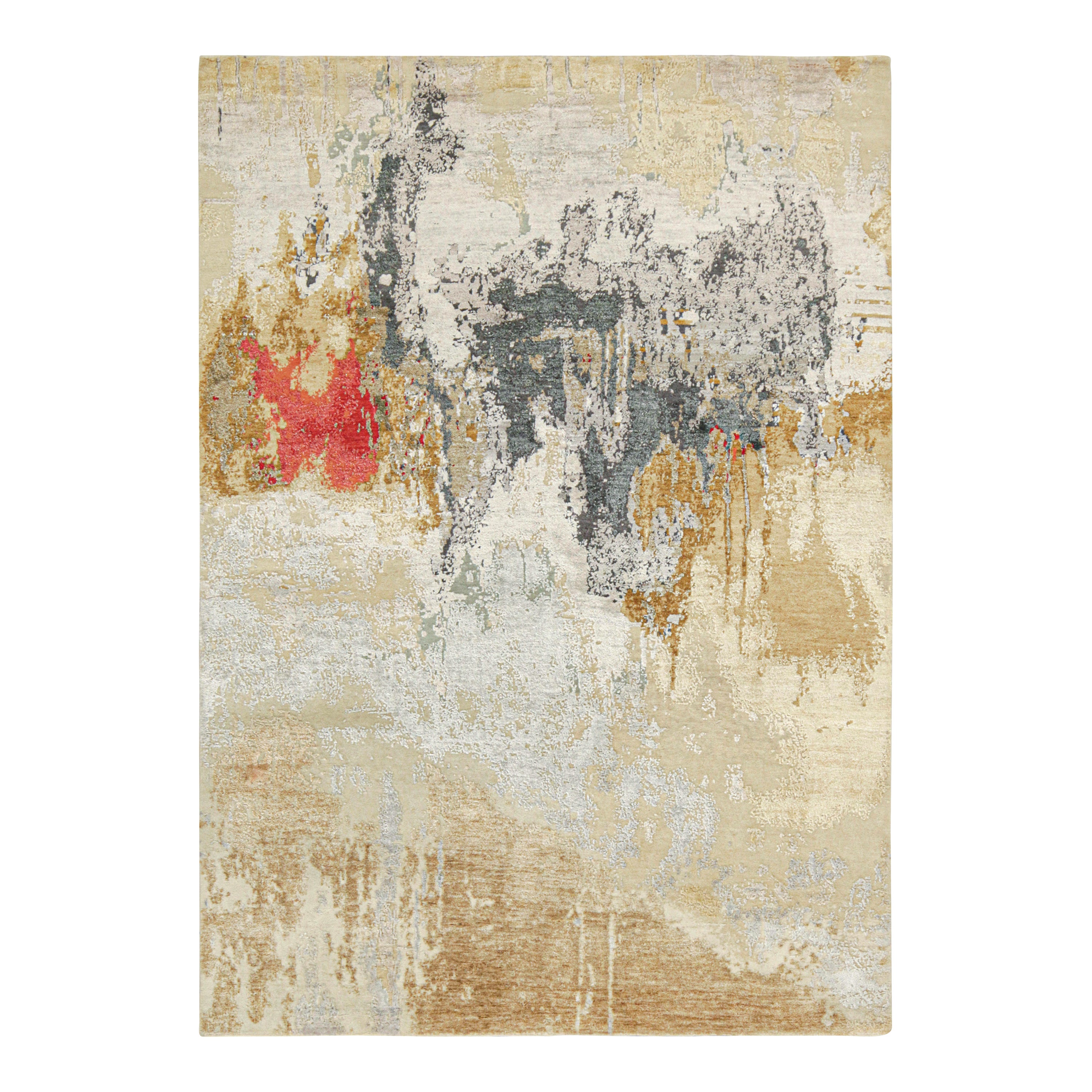 Rug & Kilim's Modern Abstract Rug in Beige-Brown, Gray and Red (tapis abstrait moderne en beige, gris et rouge) en vente