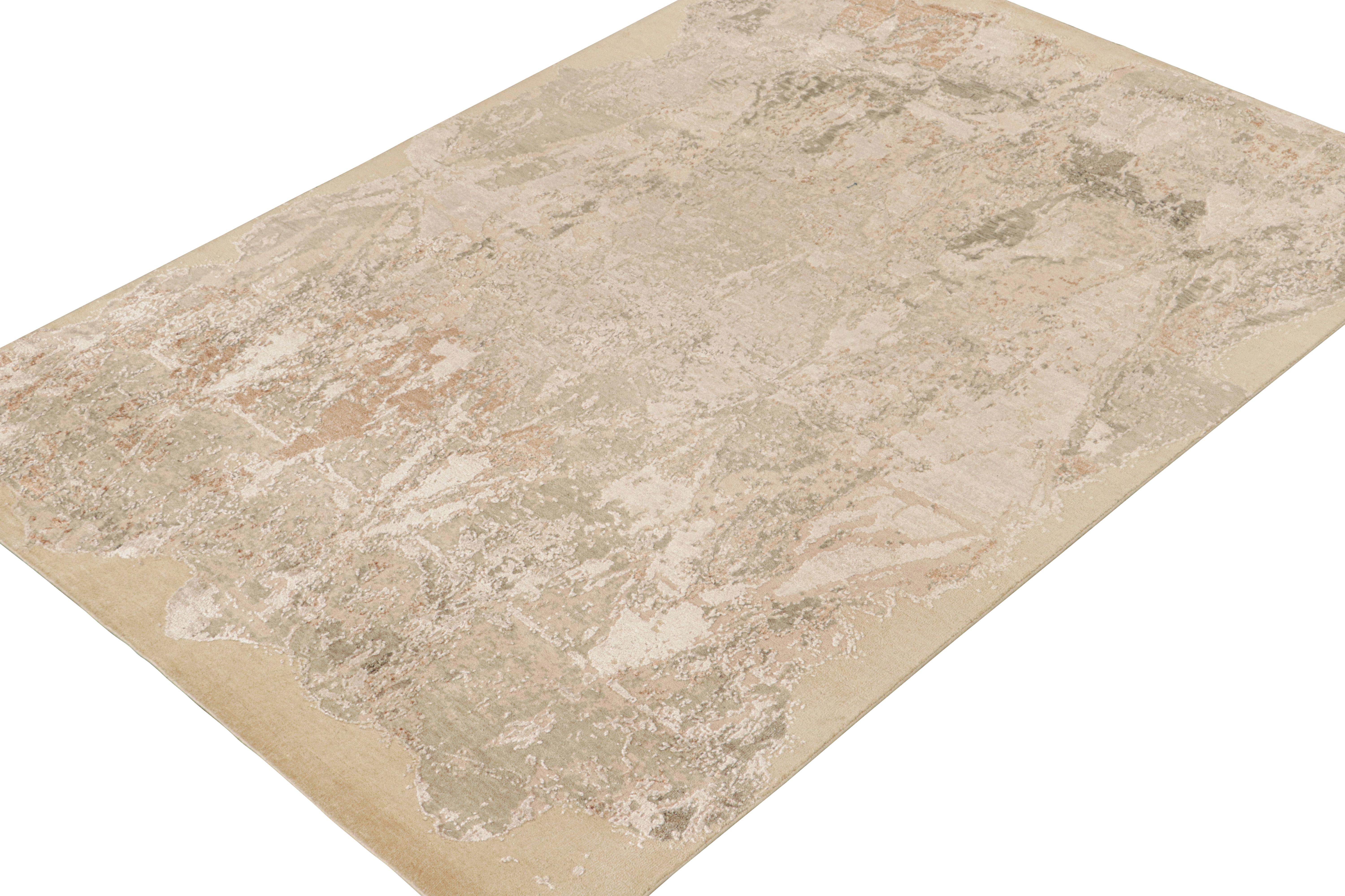 Rug & Kilim's Modern Abstract Rug in Beige, Grau und Weiß (Moderne) im Angebot