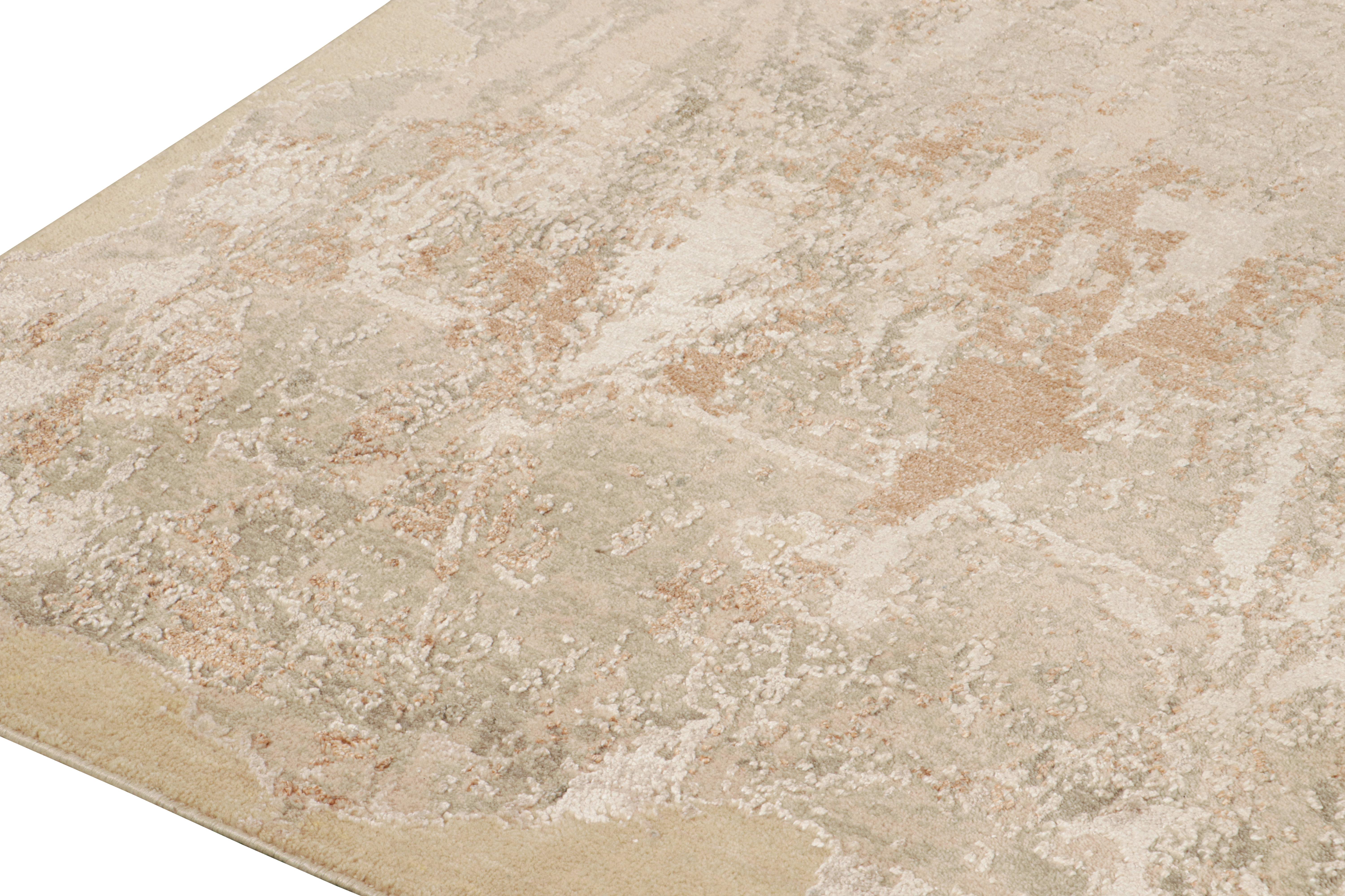 Rug & Kilim's Modern Abstract Rug in Beige, Grau und Weiß (Handgeknüpft) im Angebot
