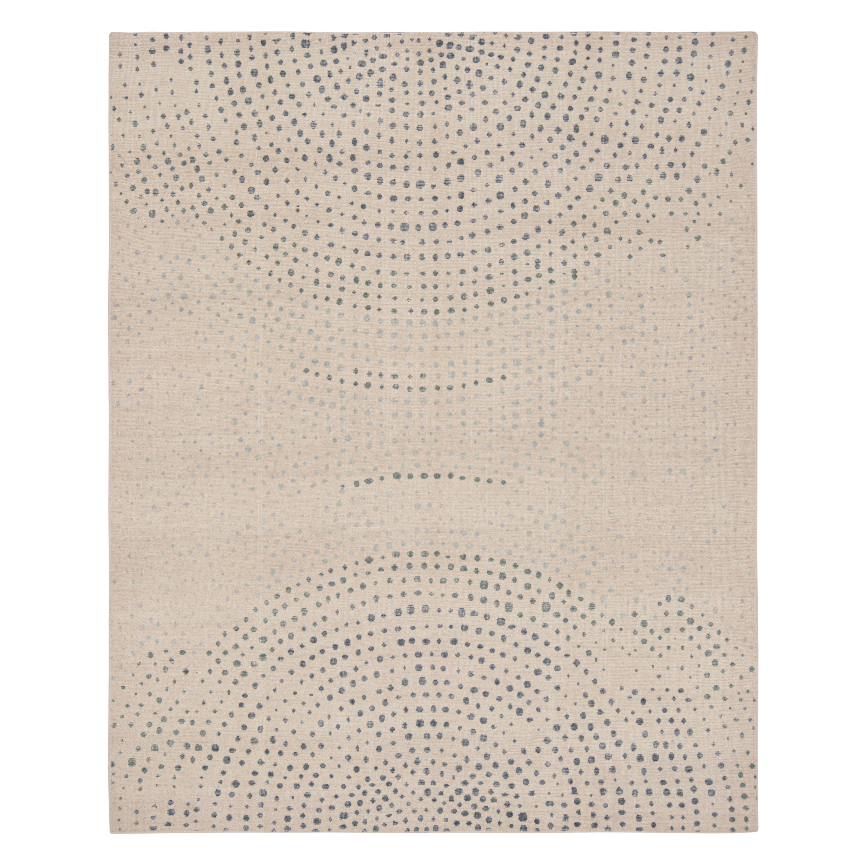 Tappeto moderno astratto Rug & Kilim in beige con motivi a Dot Dot blu
