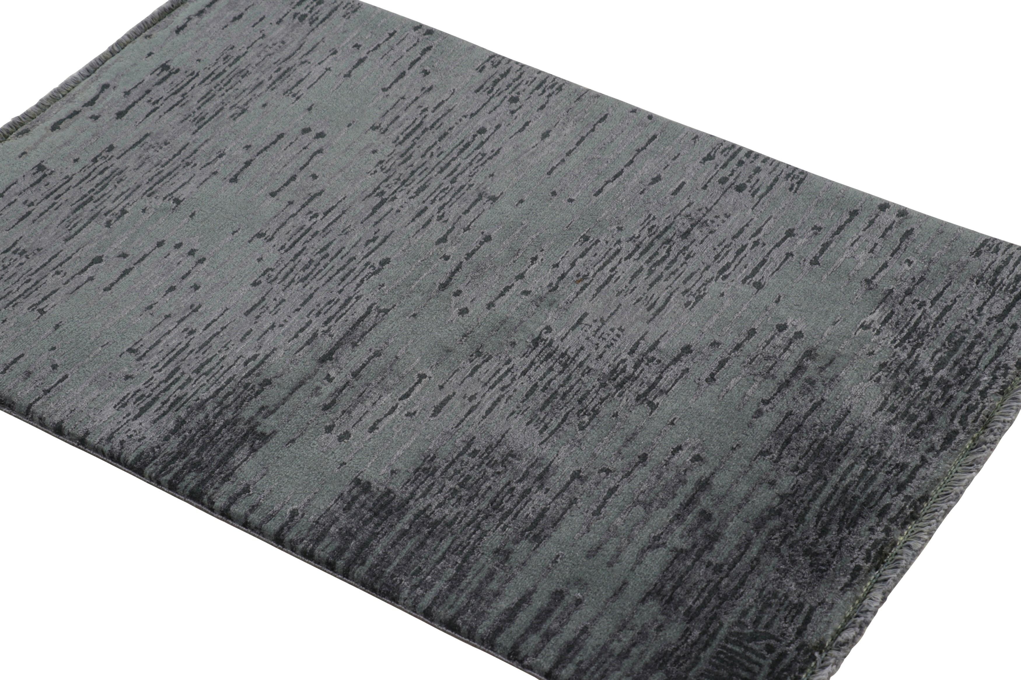 Indiano Rug & Kilim - Tappeto astratto moderno in nero e grigio in vendita