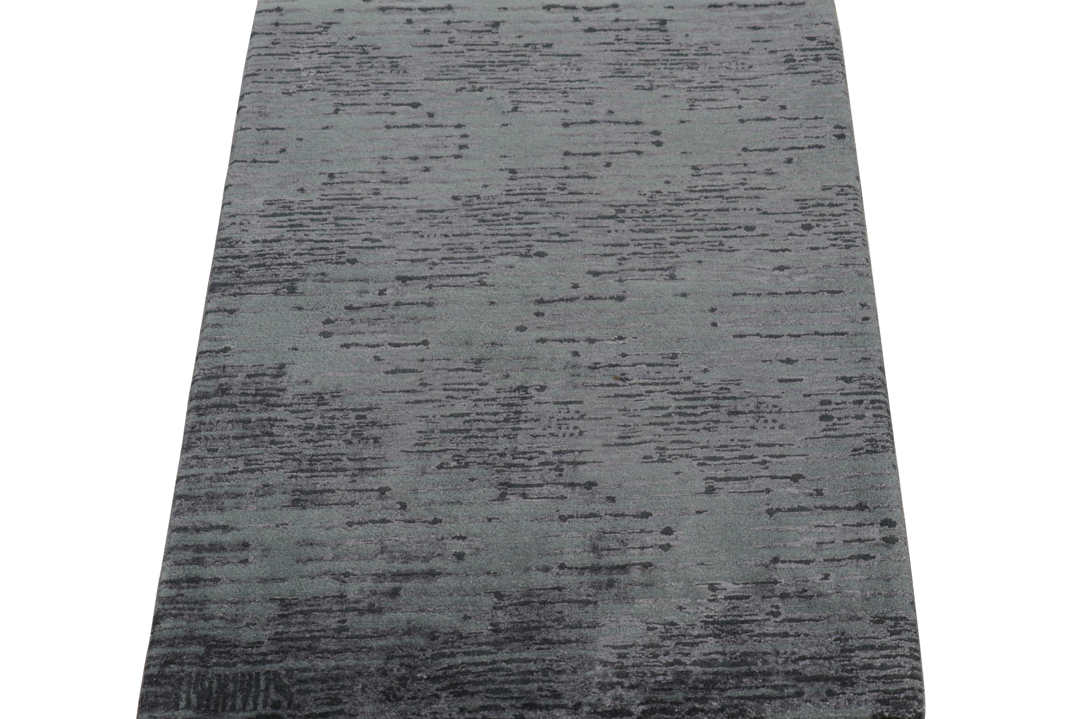 Annodato a mano Rug & Kilim - Tappeto astratto moderno in nero e grigio in vendita