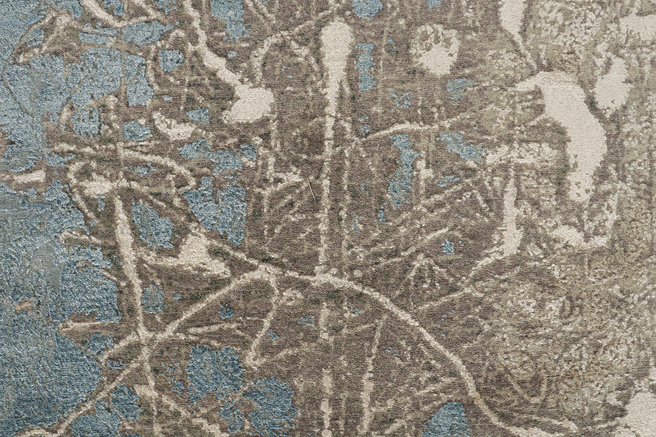 Rug & Kilim's Modern Abstract Rug in Blue and Silver Patterns (tapis abstrait moderne aux motifs bleus et argentés) Neuf - En vente à Long Island City, NY
