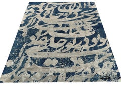 Alfombra Abstracta Moderna Rug & Kilim en Azul, Motivo Todo Gris