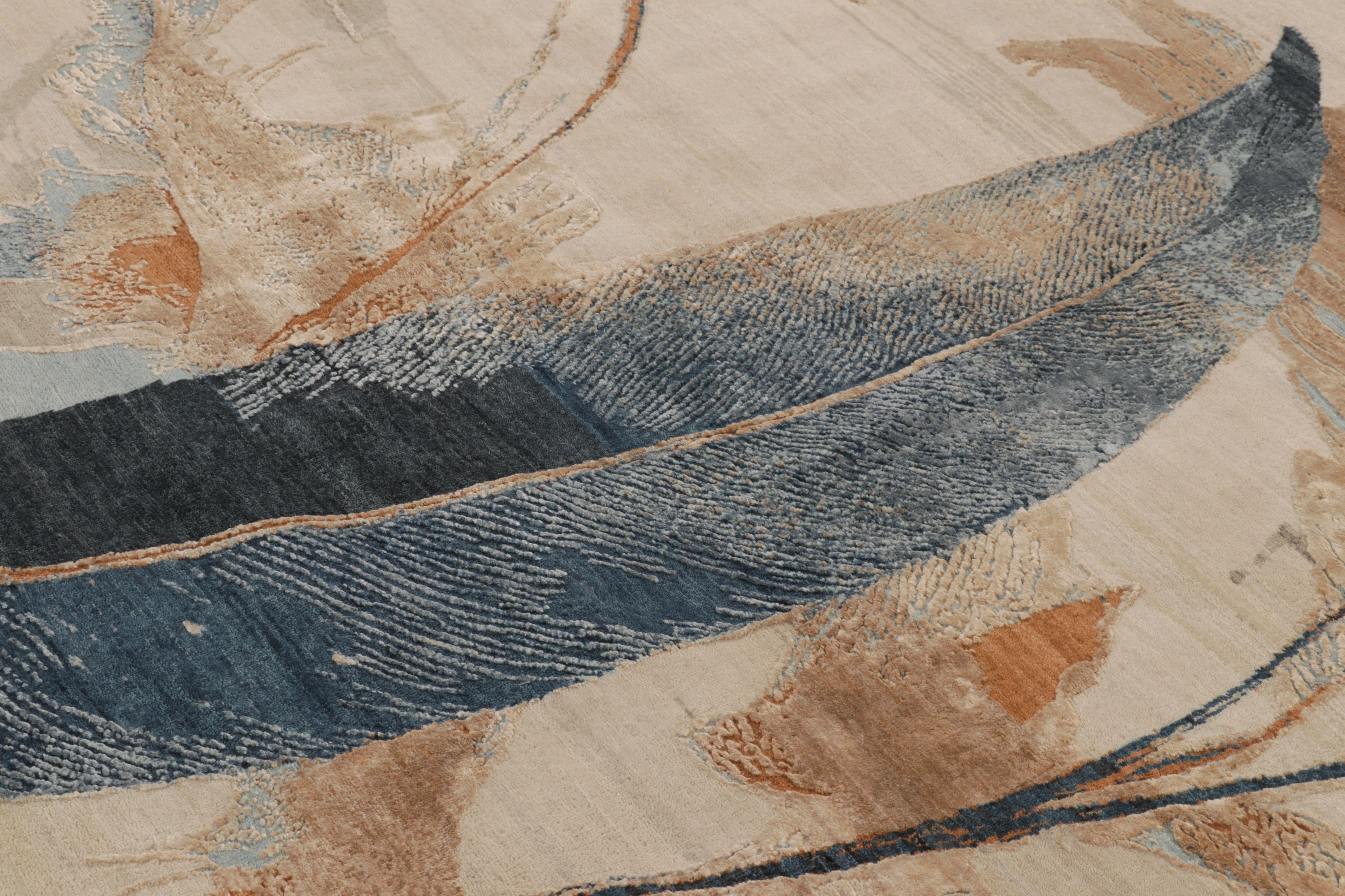 Indiano Rug & Kilim - Tappeto astratto moderno in ruggine botanico e indaco in vendita