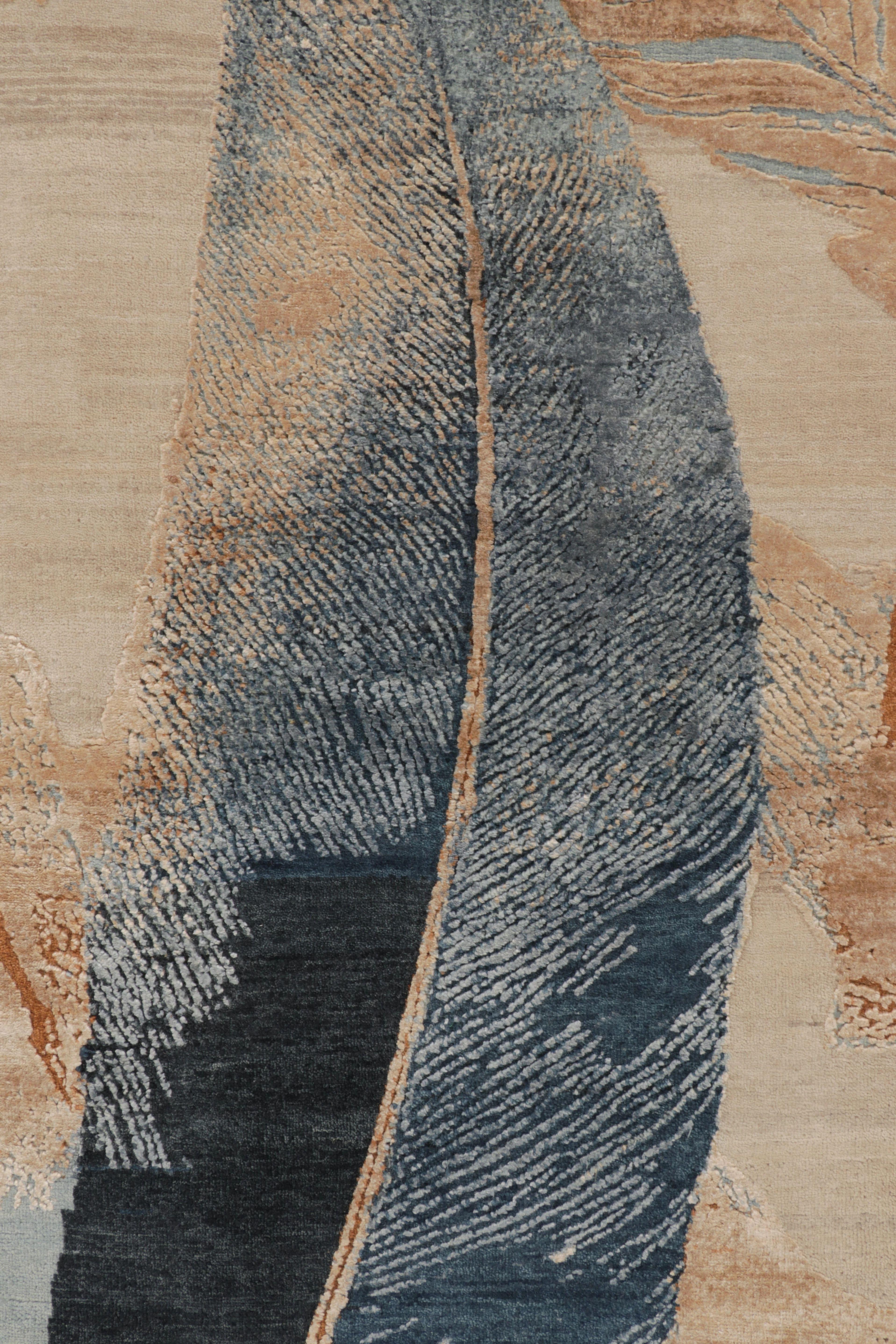 Annodato a mano Rug & Kilim - Tappeto astratto moderno in ruggine botanico e indaco in vendita