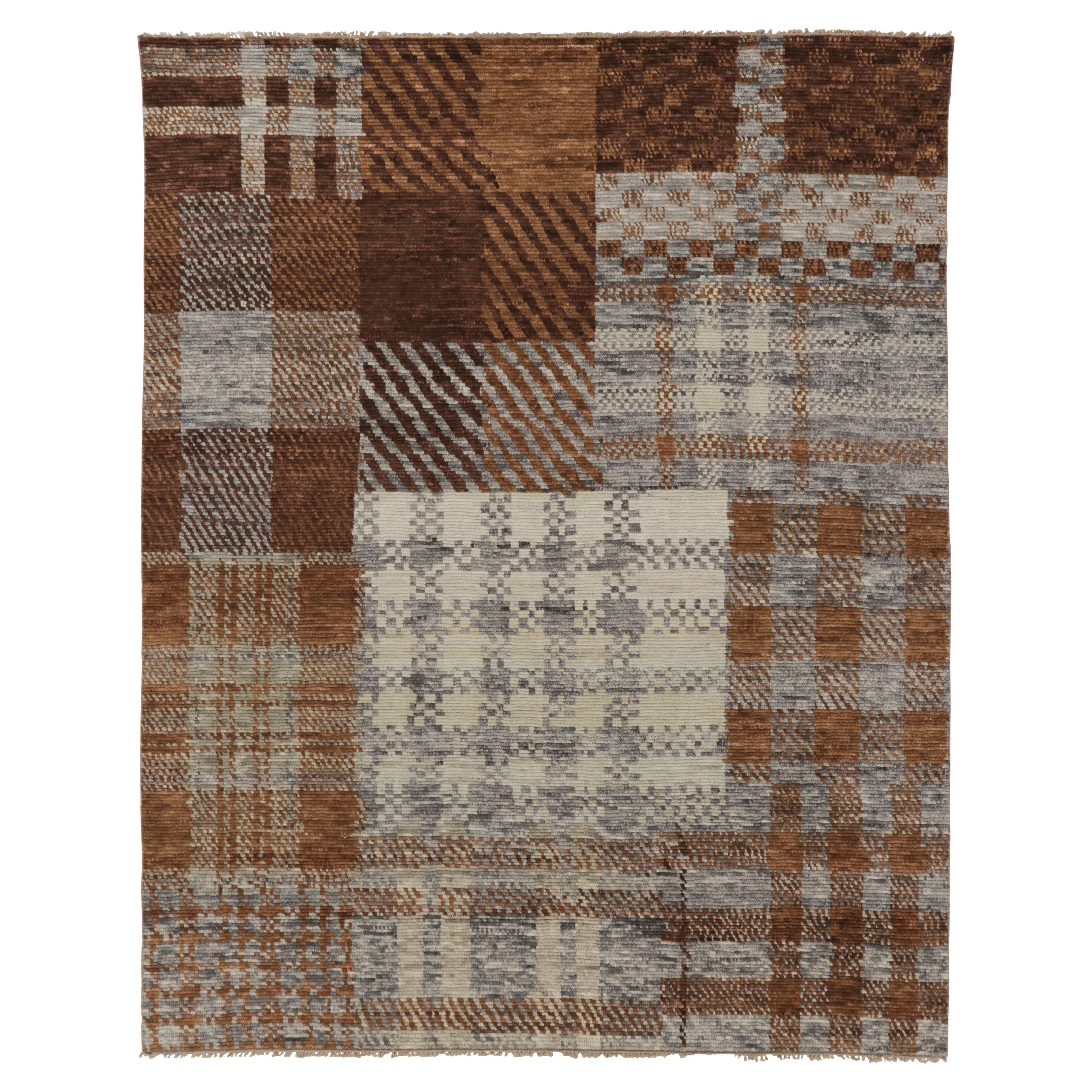 Rug
Kilim
s Modern Abstract Rug in Brown and Gray Plaid Patchwork
