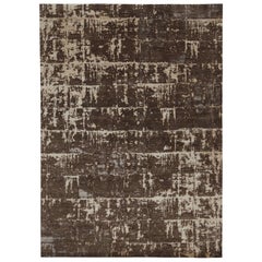 Rug & Kilim’s Modern Abstract Rug in Brown Off-White Geometric Pattern