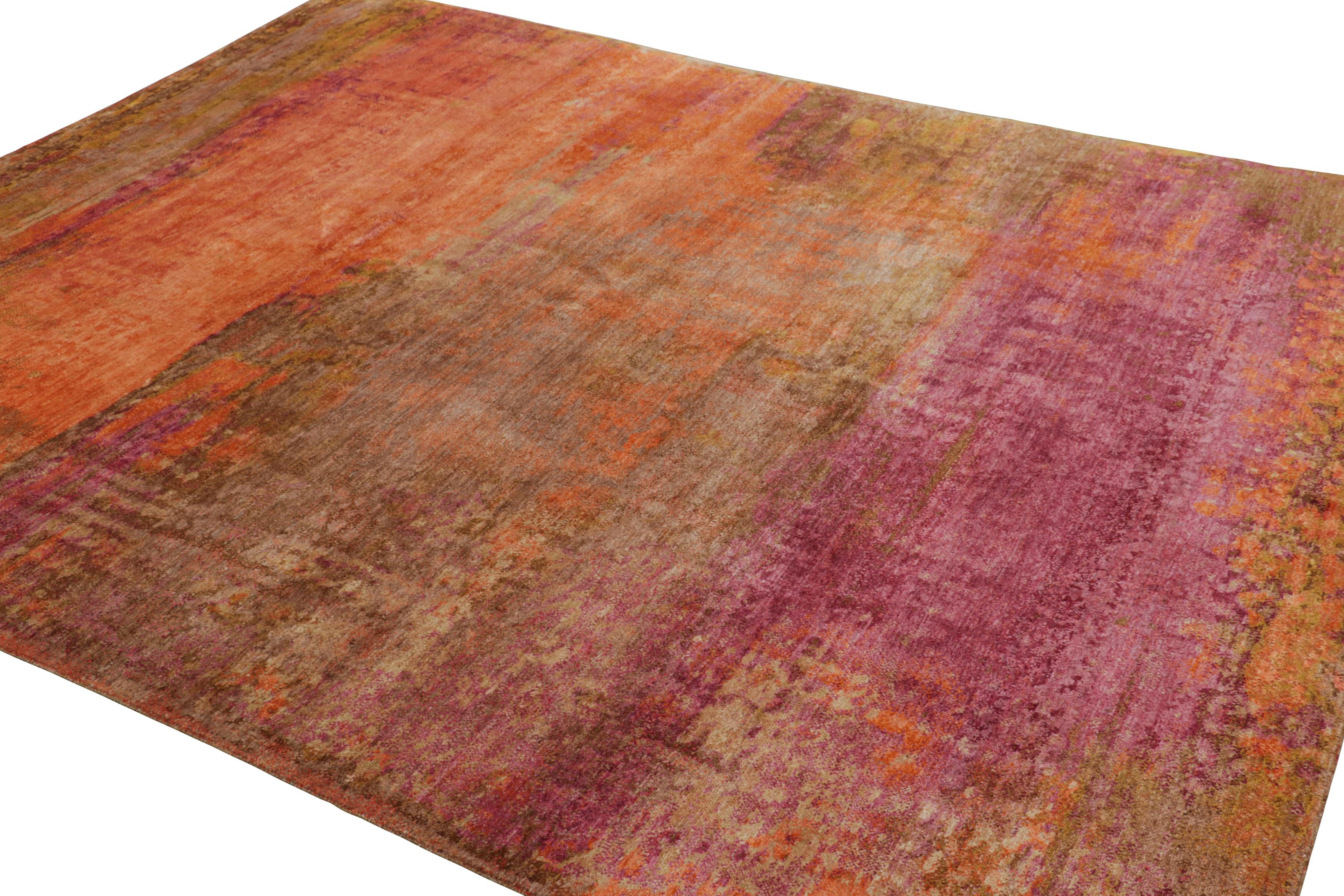 Der moderne abstrakte Teppich von Rug & Kilim in Braun-, Rosa- und Orangetönen (Handgeknüpft) im Angebot