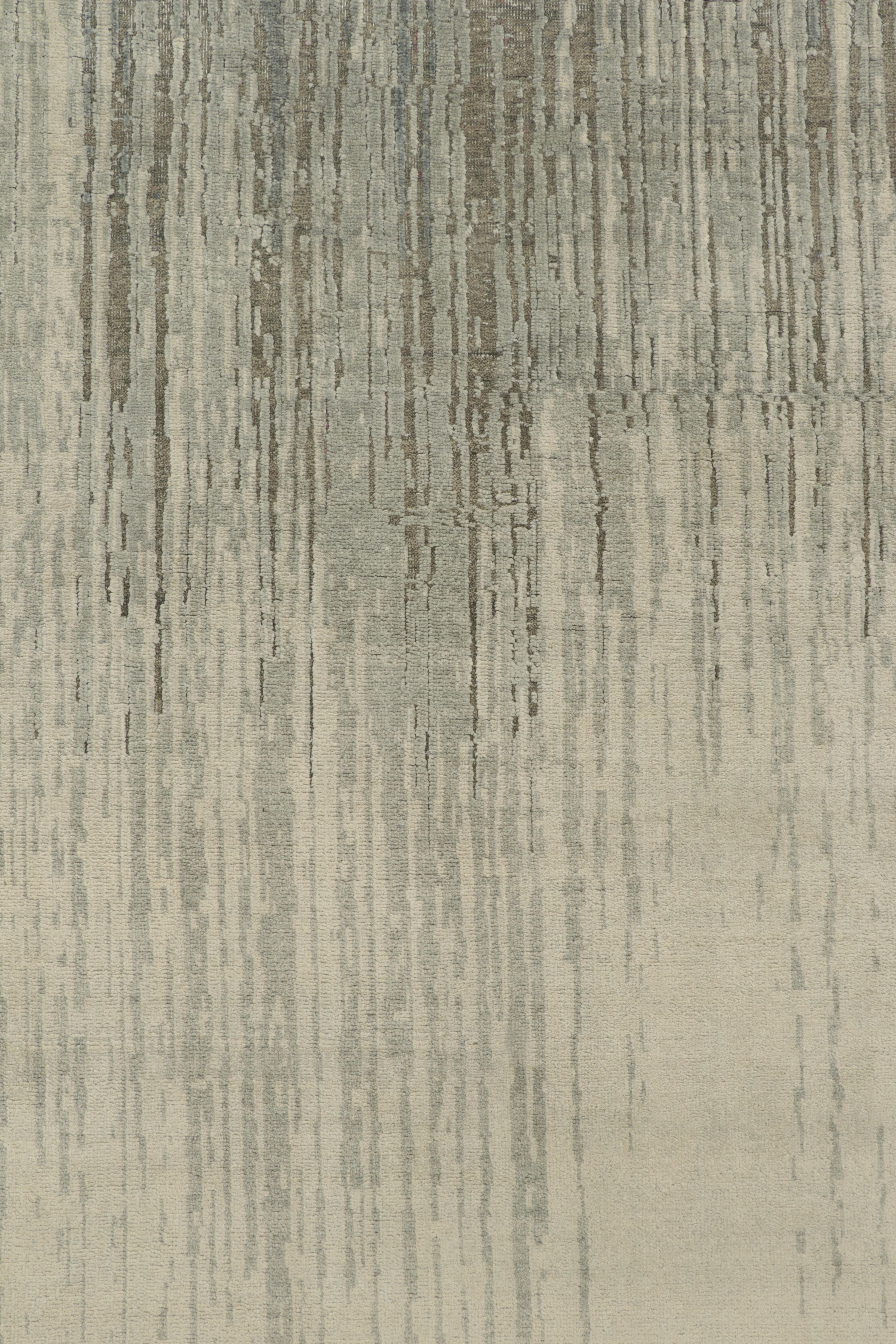 Contemporary Rug & Kilim’s Modern Abstract Rug in Grey, Beige and Blue Painterly Patterns For Sale