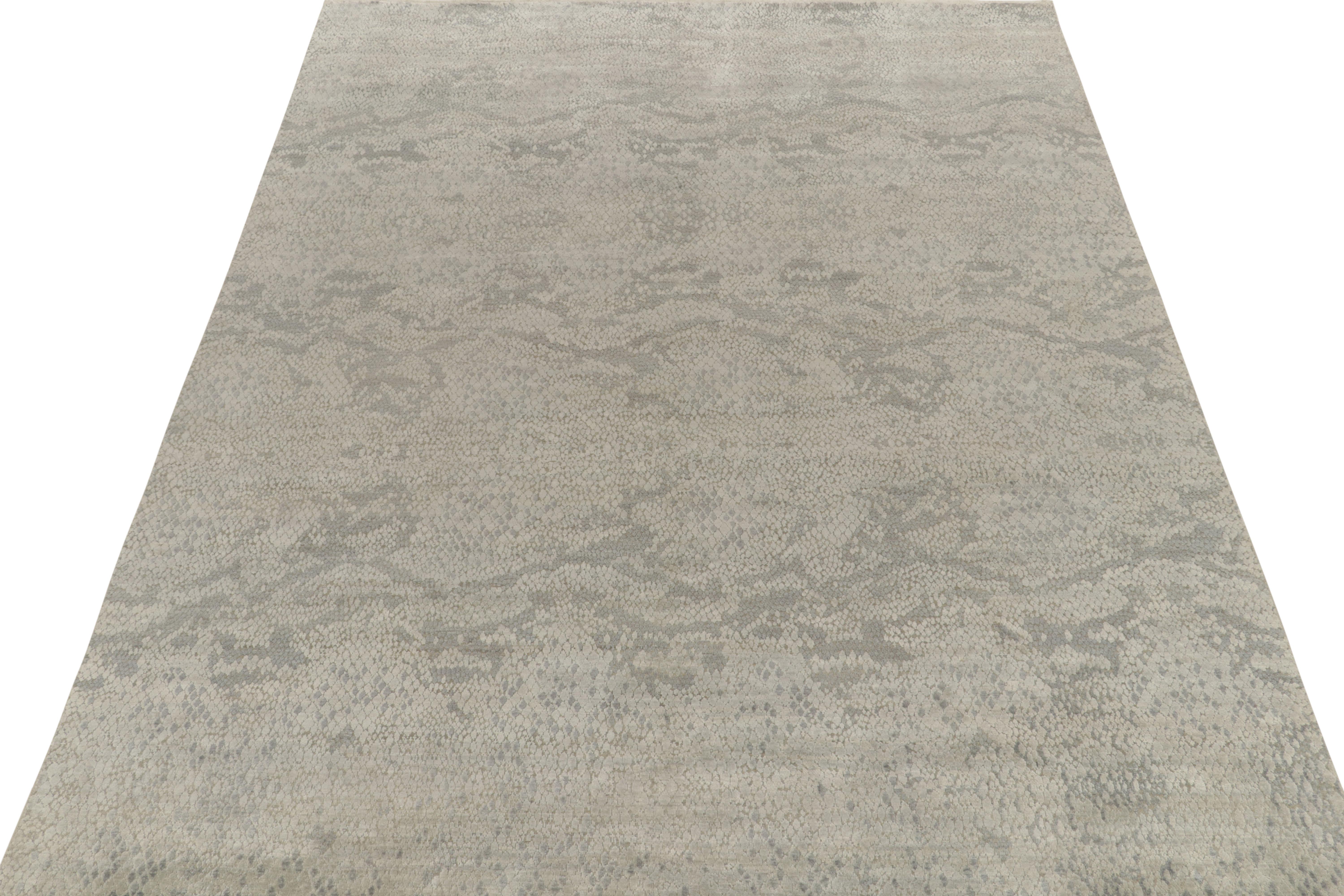 Alfombra Abstracta Moderna Rug & Kilim con Motivo Integral Gris y Azul Moderno en venta