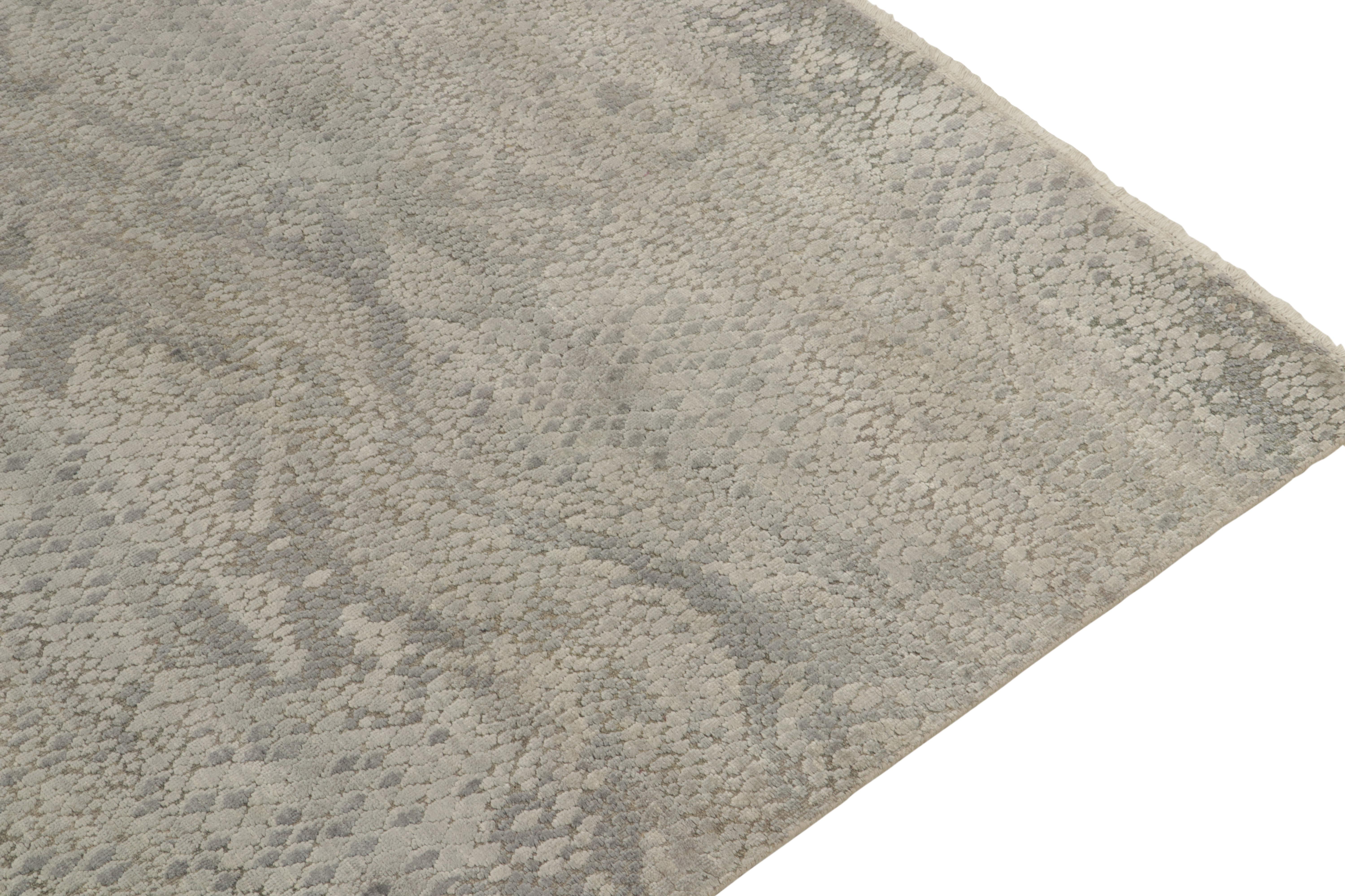 Alfombra Abstracta Moderna Rug & Kilim con Motivo Integral Gris y Azul Indio en venta