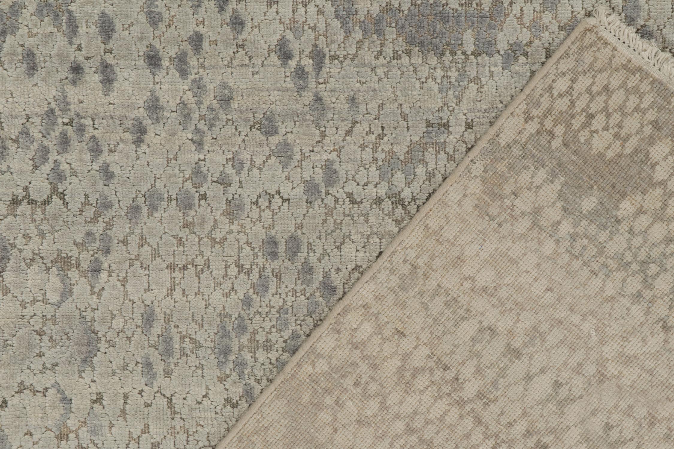 Alfombra Abstracta Moderna Rug & Kilim con Motivo Integral Gris y Azul en Nuevo estado para la venta en Long Island City, NY