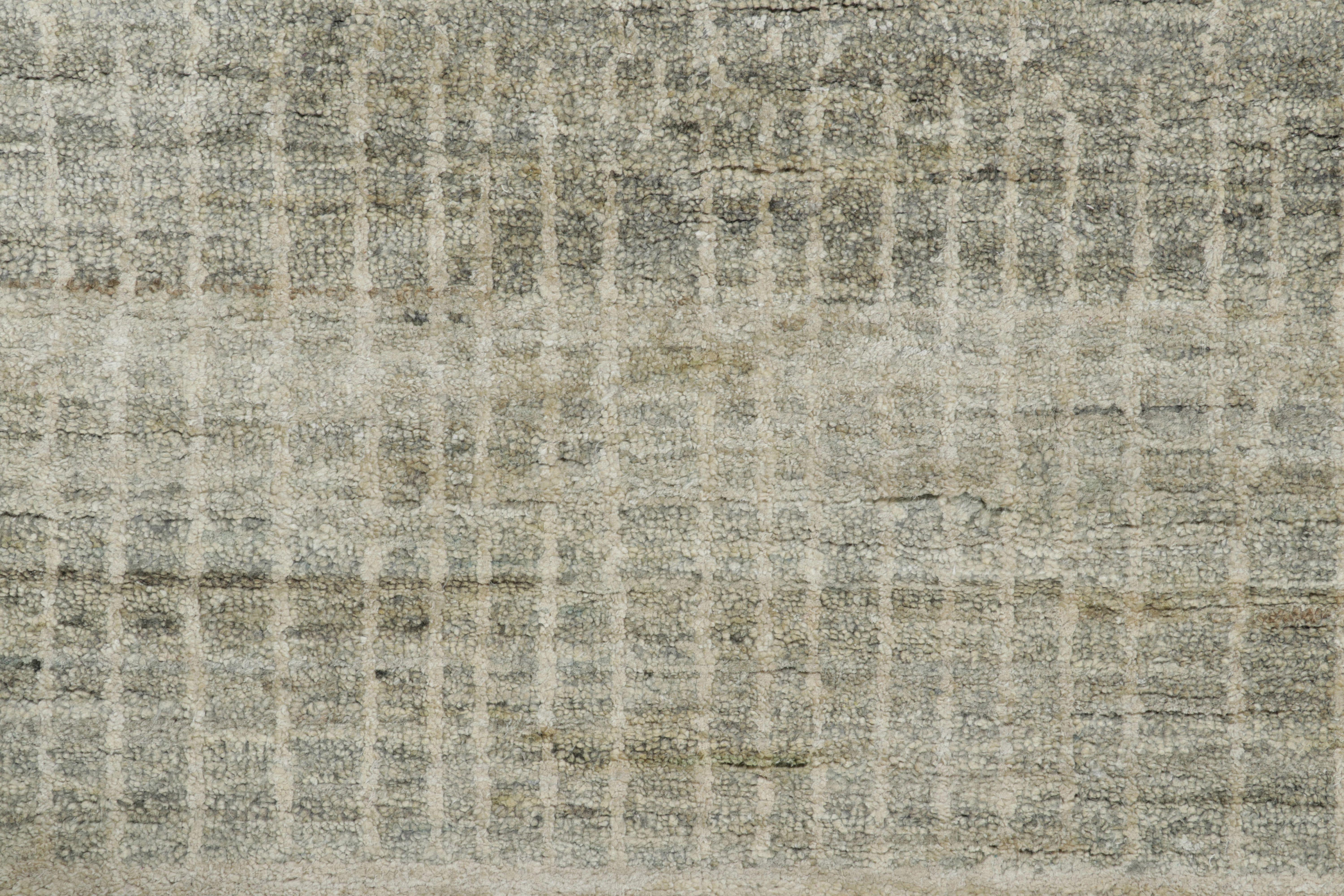 Alfombra Abstracta Moderna de Rug & Kilim en Salvia Luminoso y Marfil, Geometría Sutil Moderno en venta