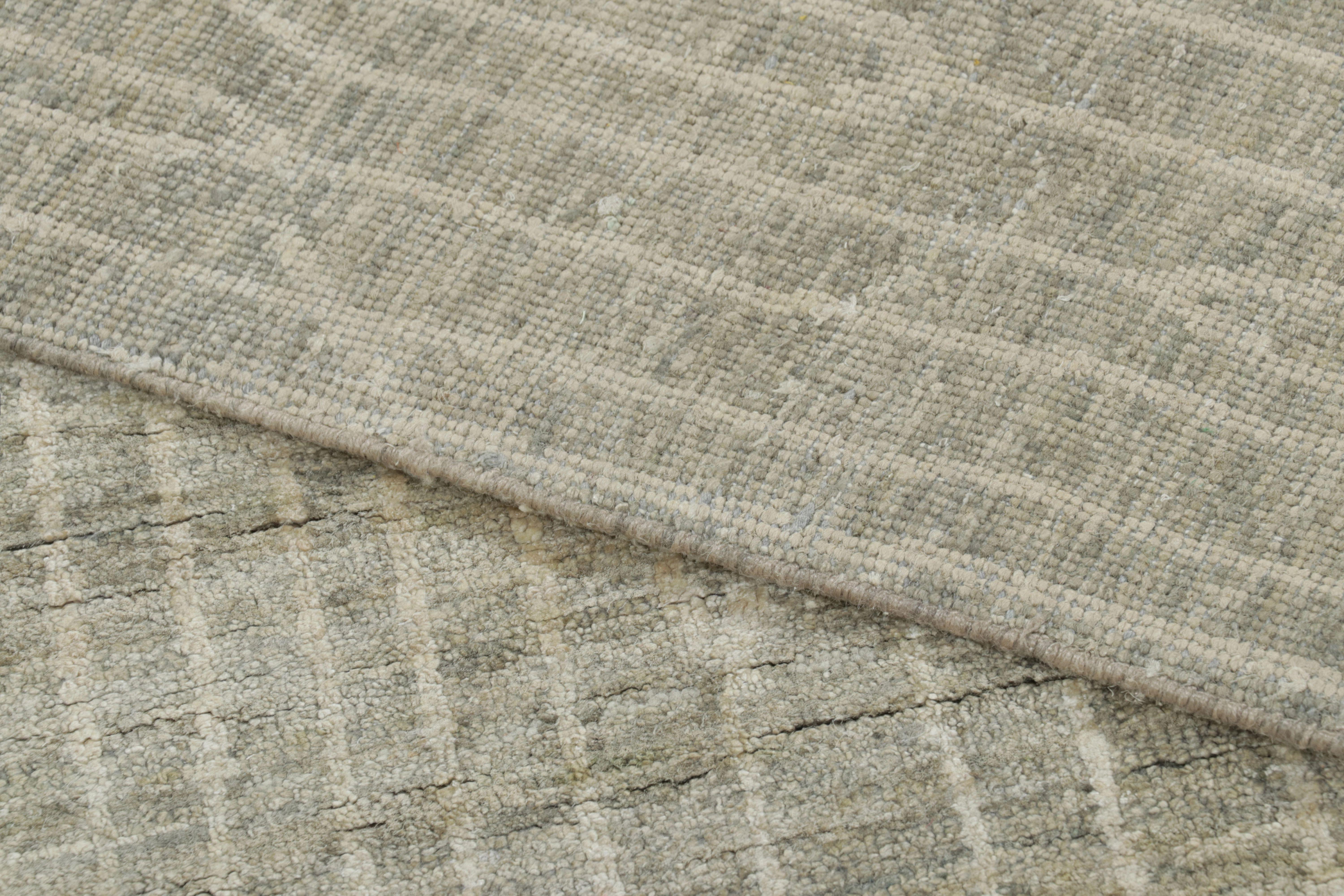 Alfombra Abstracta Moderna de Rug & Kilim en Salvia Luminoso y Marfil, Geometría Sutil Siglo XXI y contemporáneo en venta