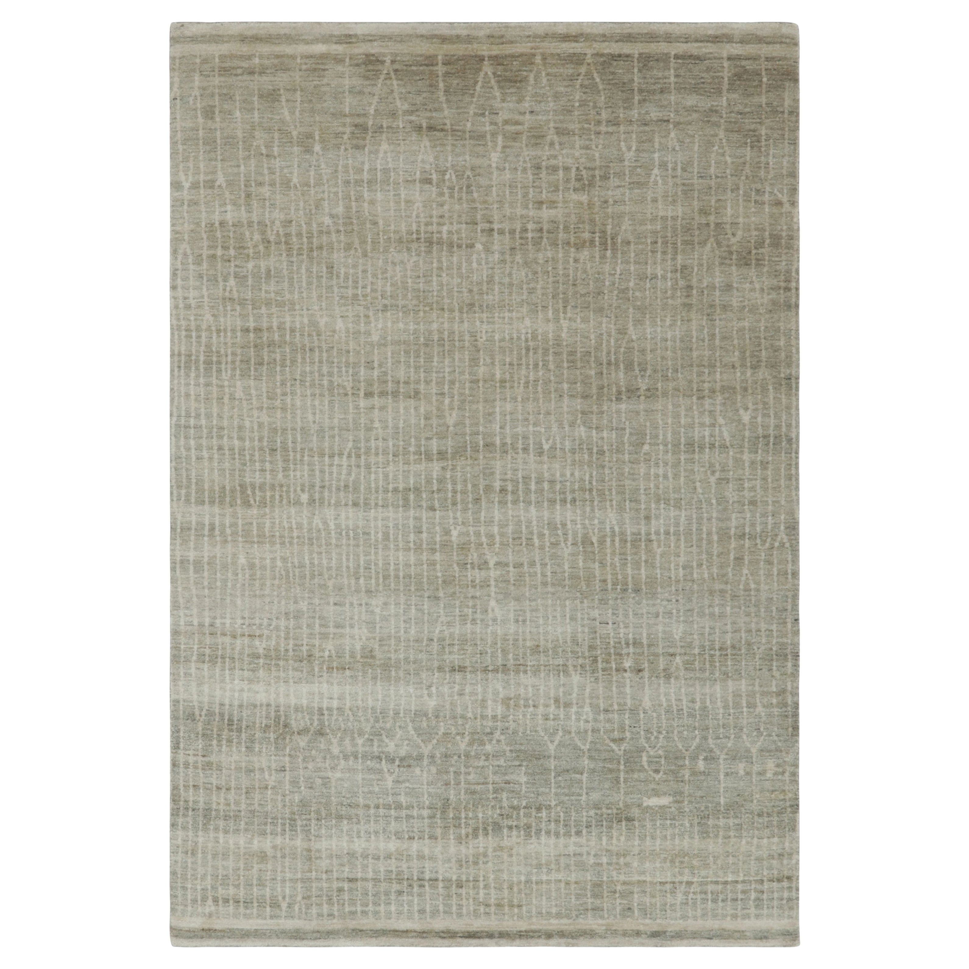 Alfombra Abstracta Moderna de Rug 
Kilim en Salvia Luminoso y Marfil, Geometría Sutil en venta