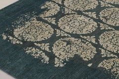 Rug & Kilim's Modern Abstract Rug in Obscured Cream Circles on Forest Teal