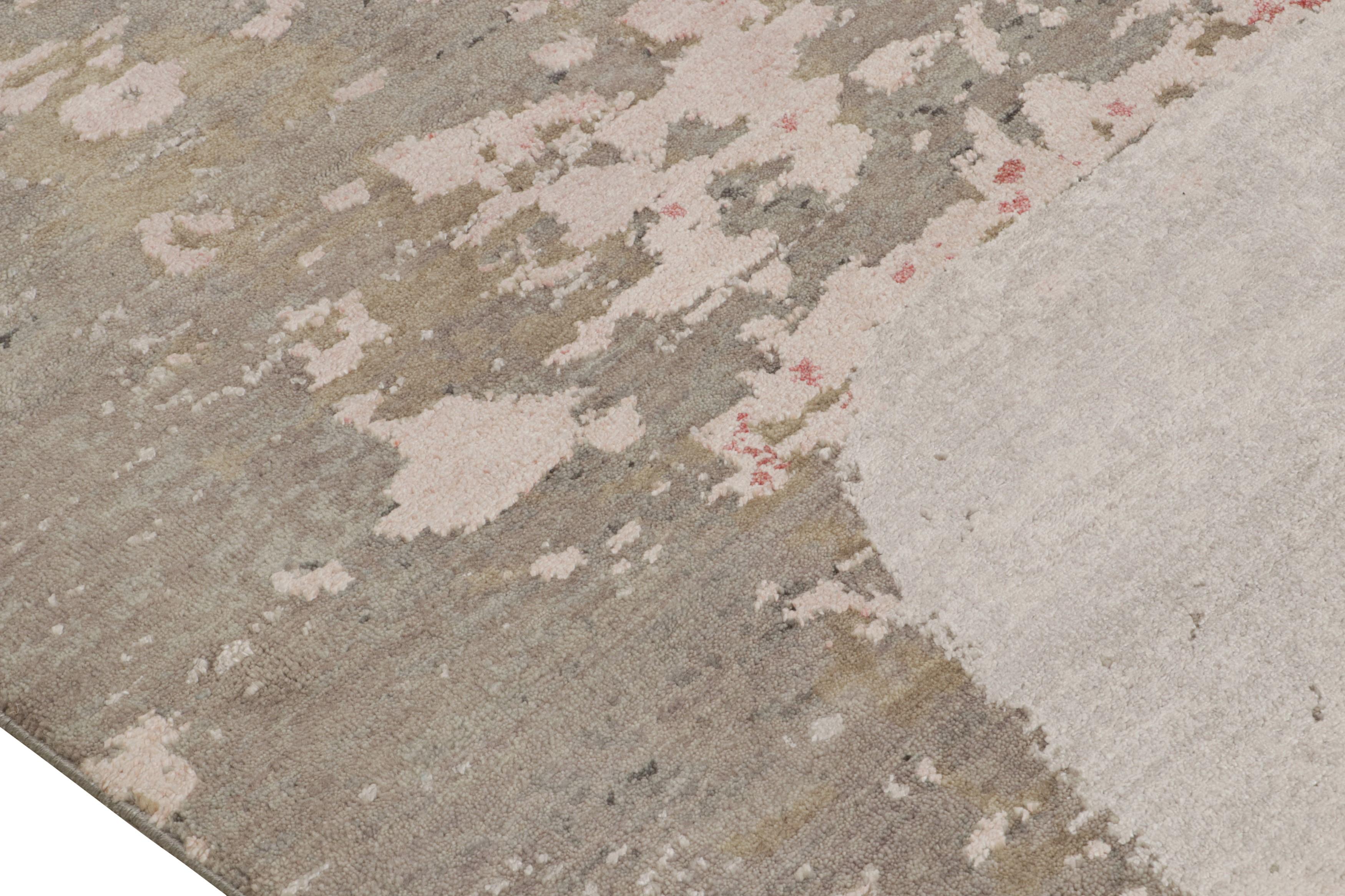 Annodato a mano Rug & Kilim: tappeto astratto moderno con motivi policromatici in vendita