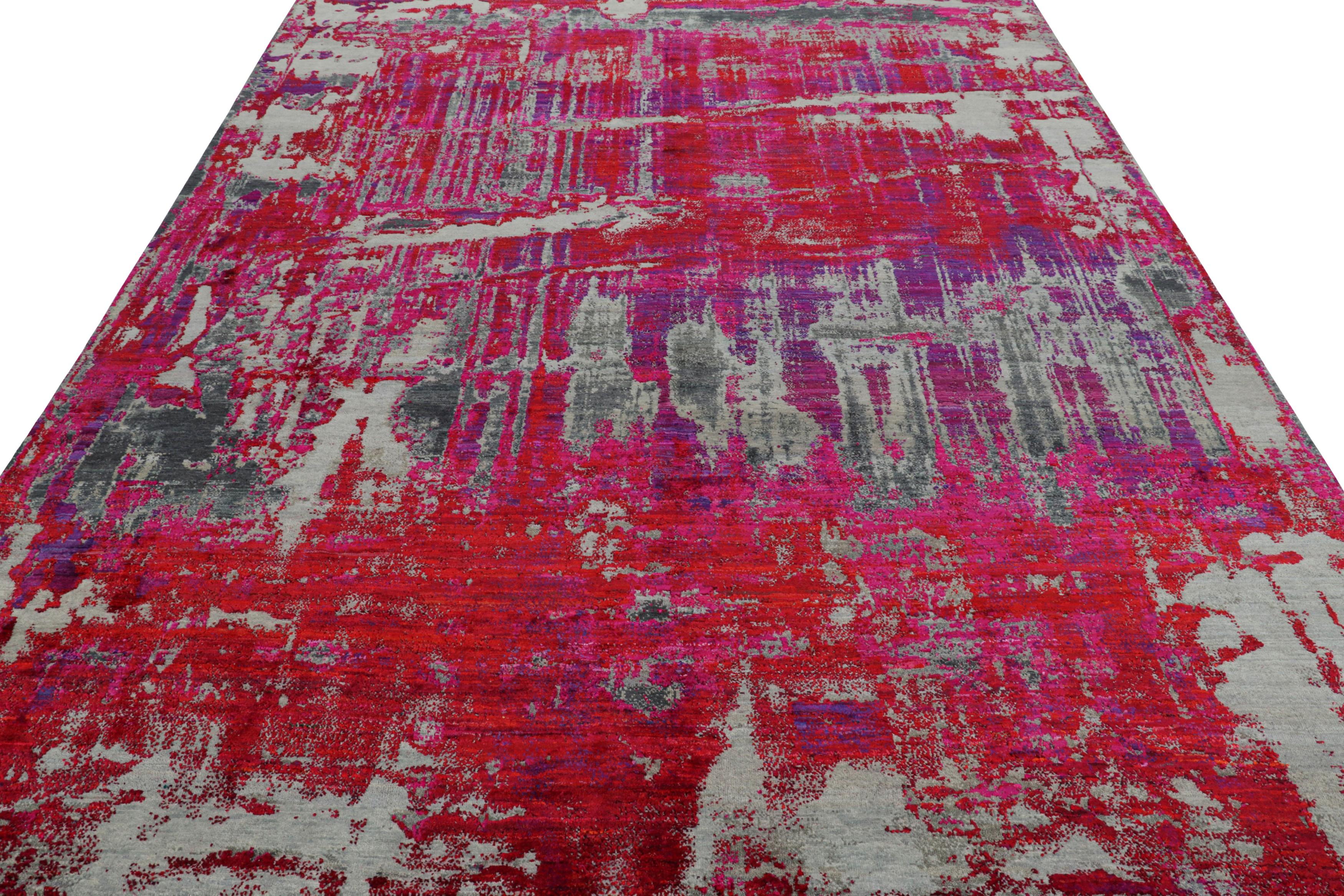 Der moderne abstrakte Teppich von Rug & Kilim in Rot- und Rosatönen (Indisch) im Angebot