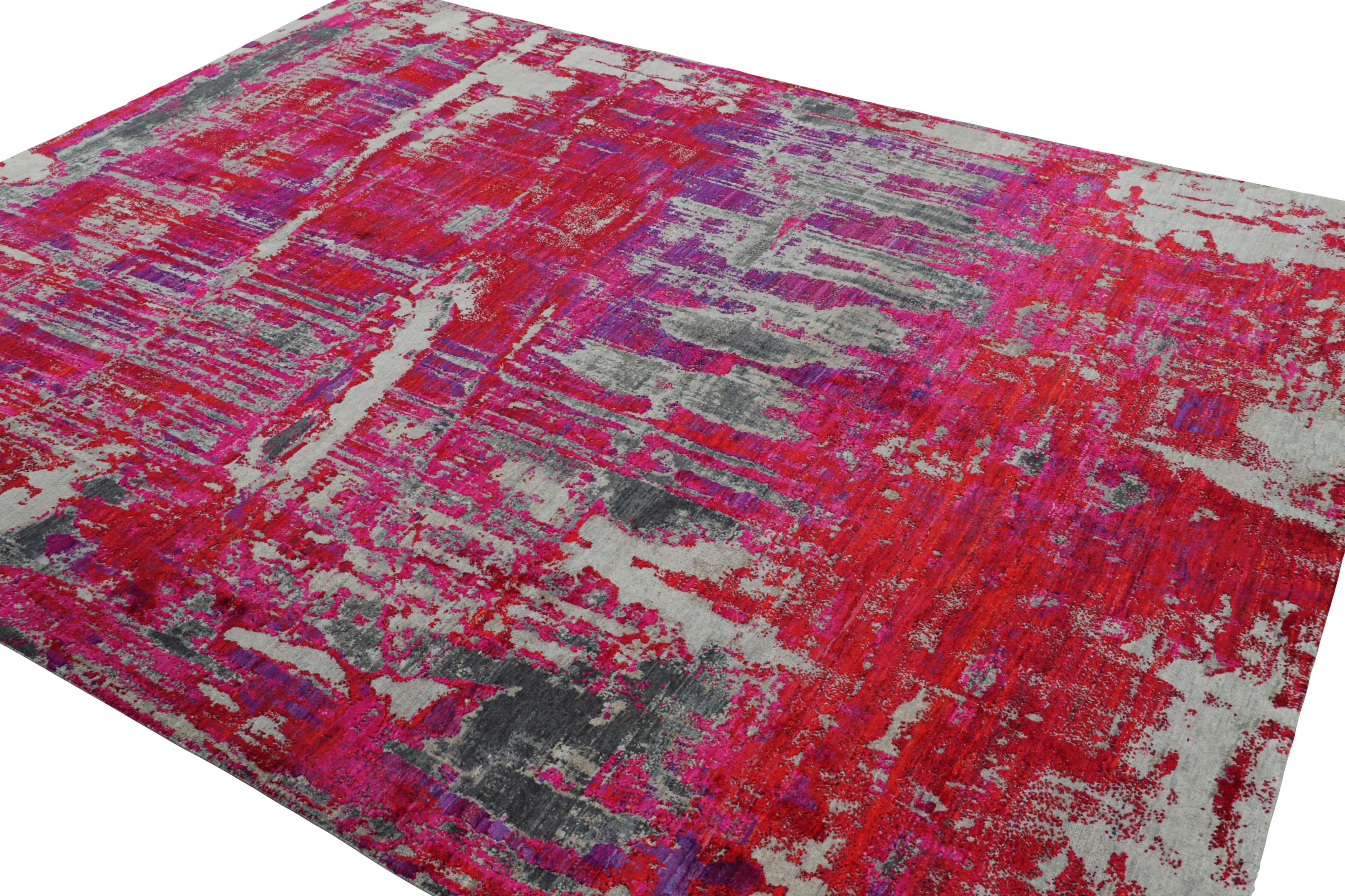 Der moderne abstrakte Teppich von Rug & Kilim in Rot- und Rosatönen (Handgeknüpft) im Angebot