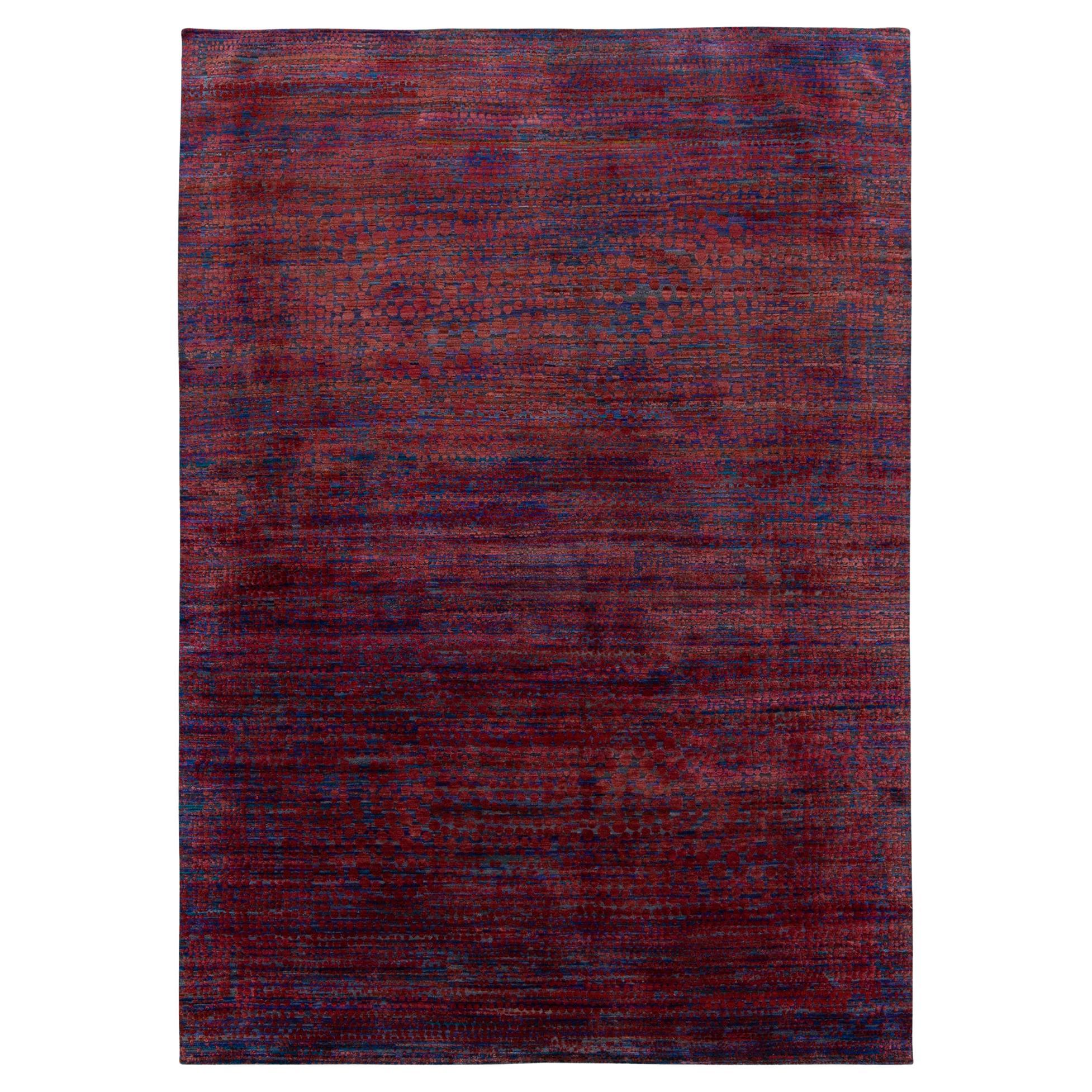 Rug & Kilim’s Modern Abstract Rug in Red & Blue Dots Pattern For Sale