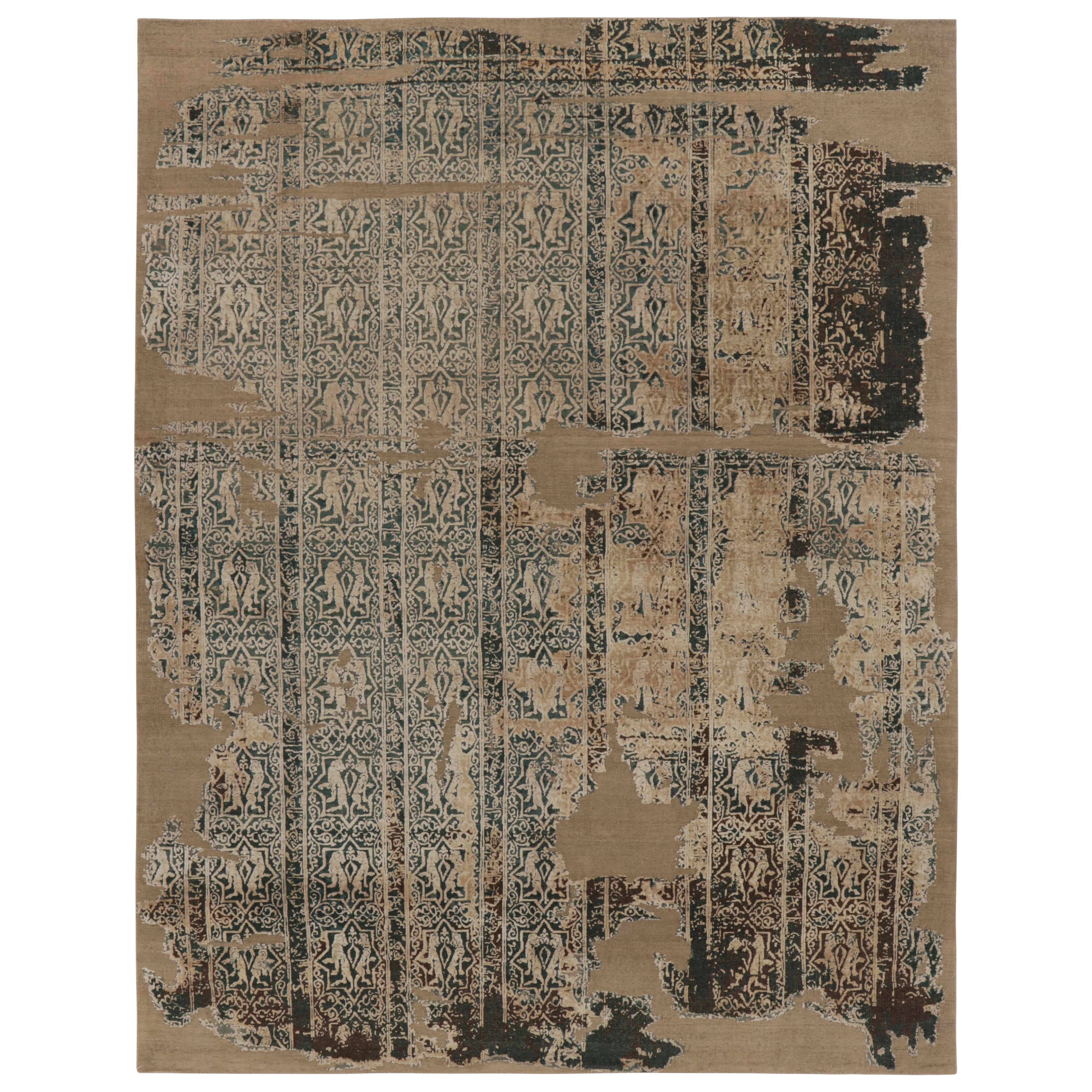 Rug & Kilim's Modern Abstract Rug in Teal and Sepia Fragment  Design